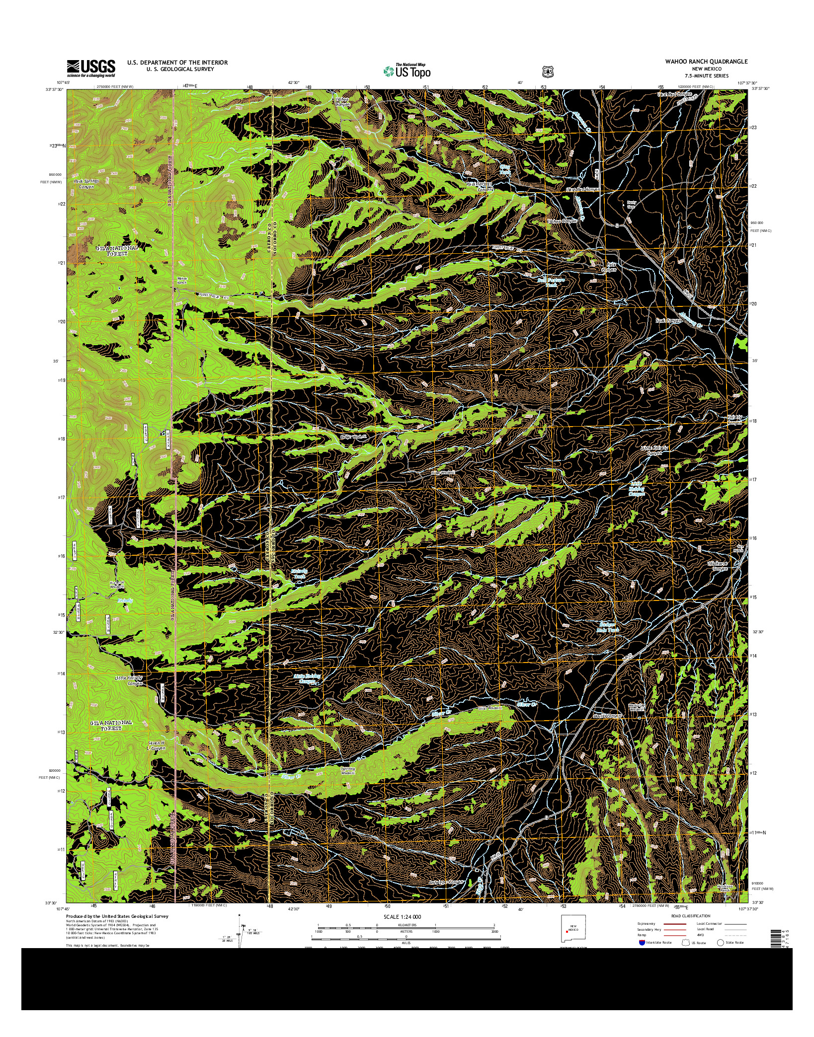 USGS US TOPO 7.5-MINUTE MAP FOR WAHOO RANCH, NM 2013