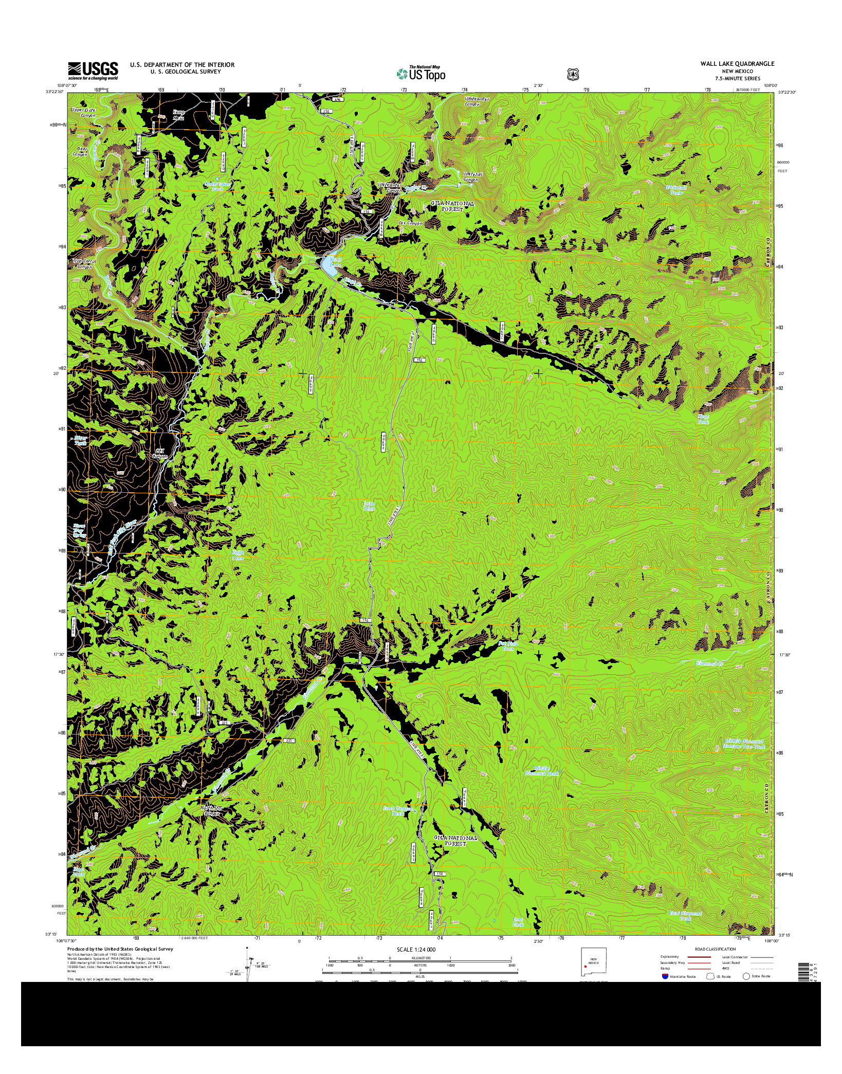 USGS US TOPO 7.5-MINUTE MAP FOR WALL LAKE, NM 2013