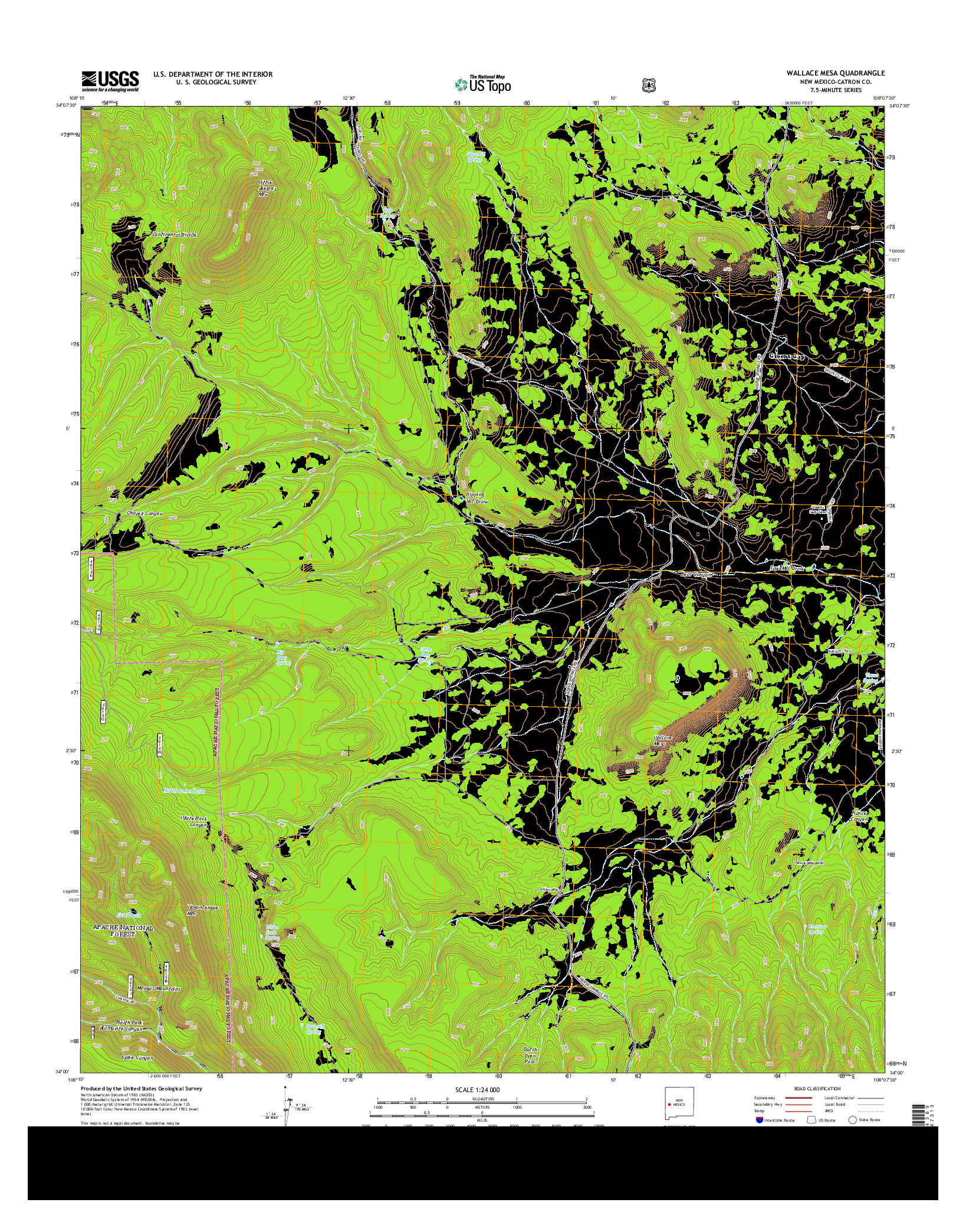 USGS US TOPO 7.5-MINUTE MAP FOR WALLACE MESA, NM 2013