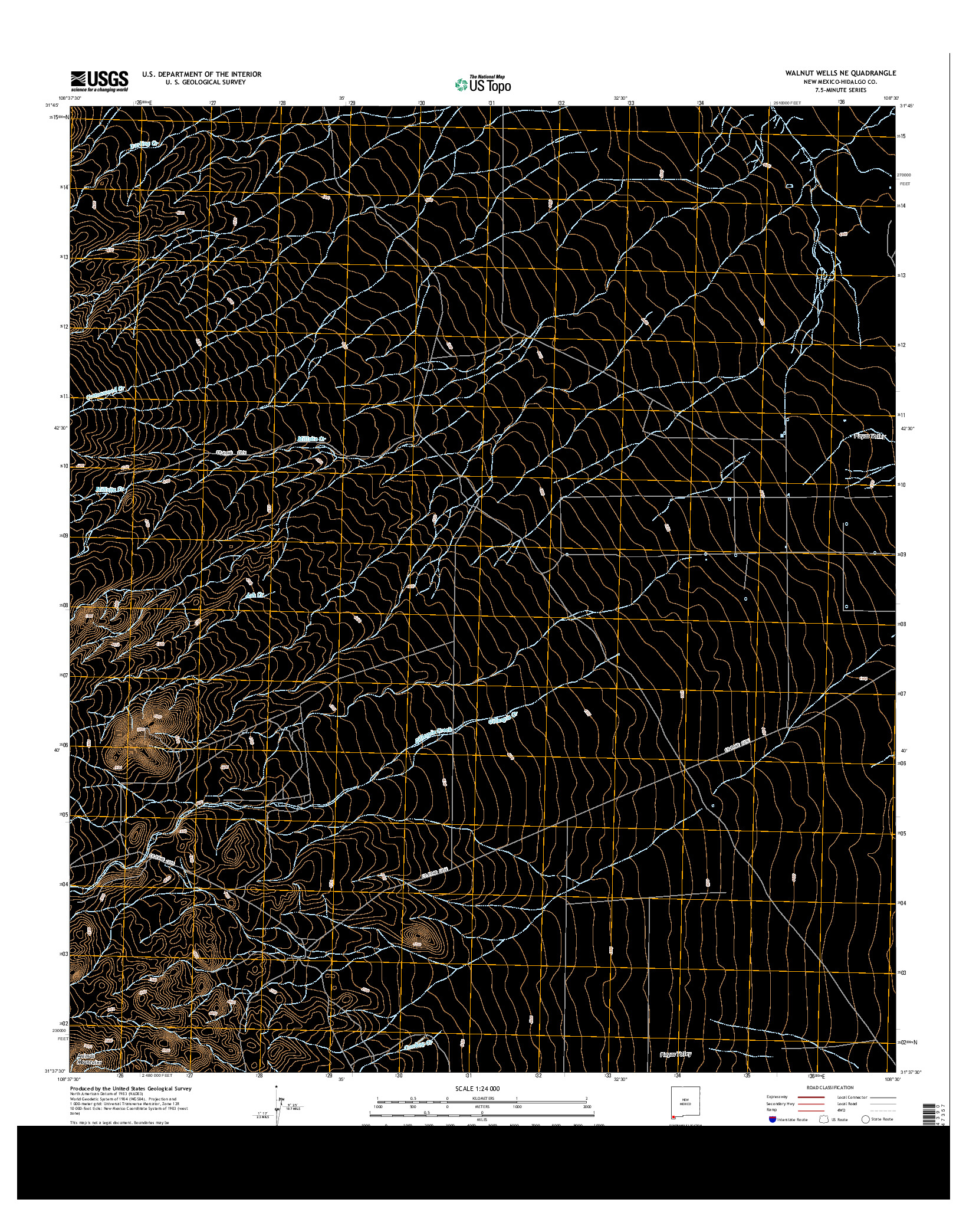 USGS US TOPO 7.5-MINUTE MAP FOR WALNUT WELLS NE, NM 2013