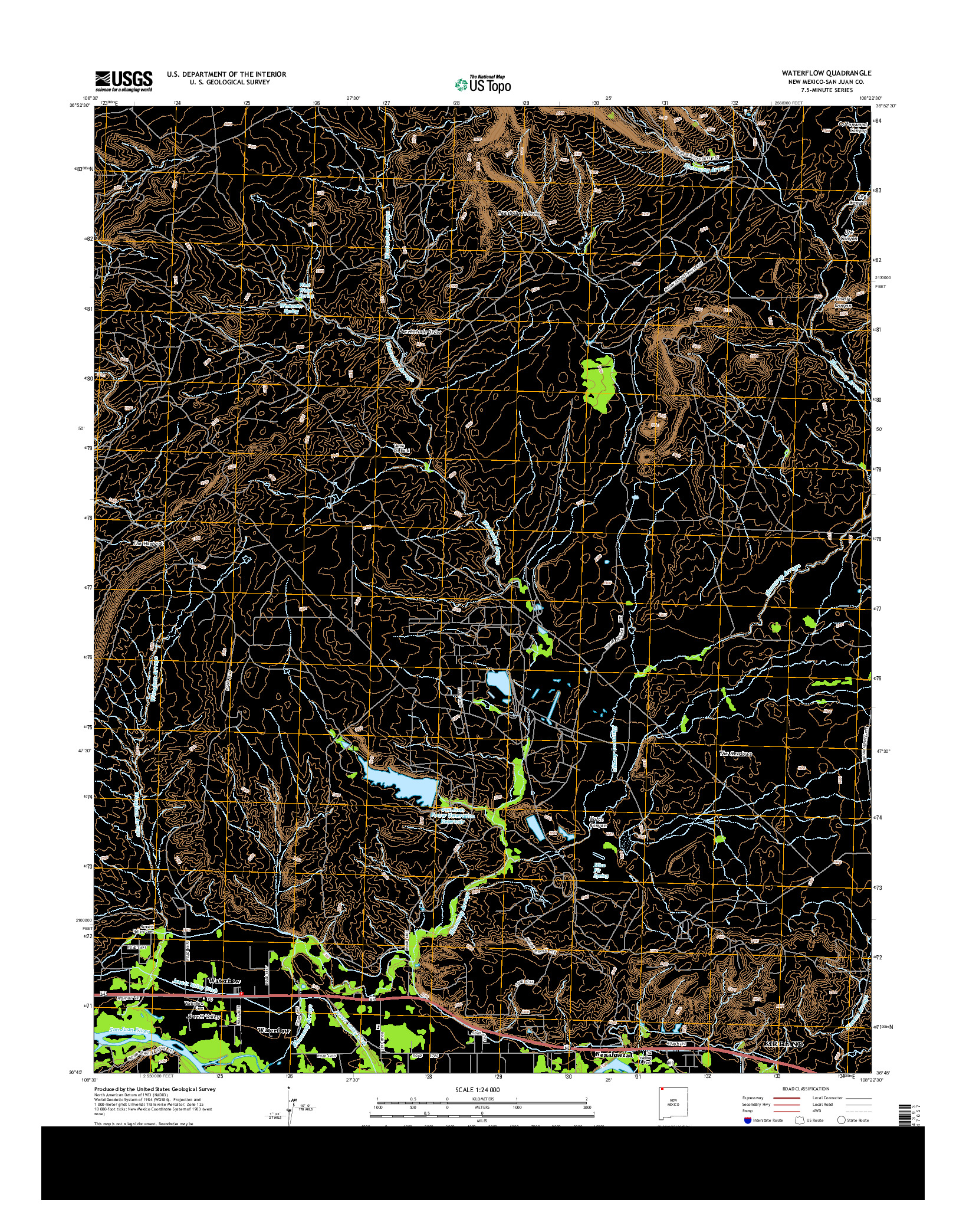 USGS US TOPO 7.5-MINUTE MAP FOR WATERFLOW, NM 2013