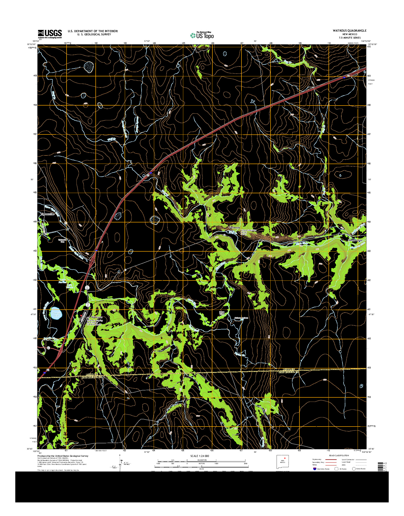 USGS US TOPO 7.5-MINUTE MAP FOR WATROUS, NM 2013
