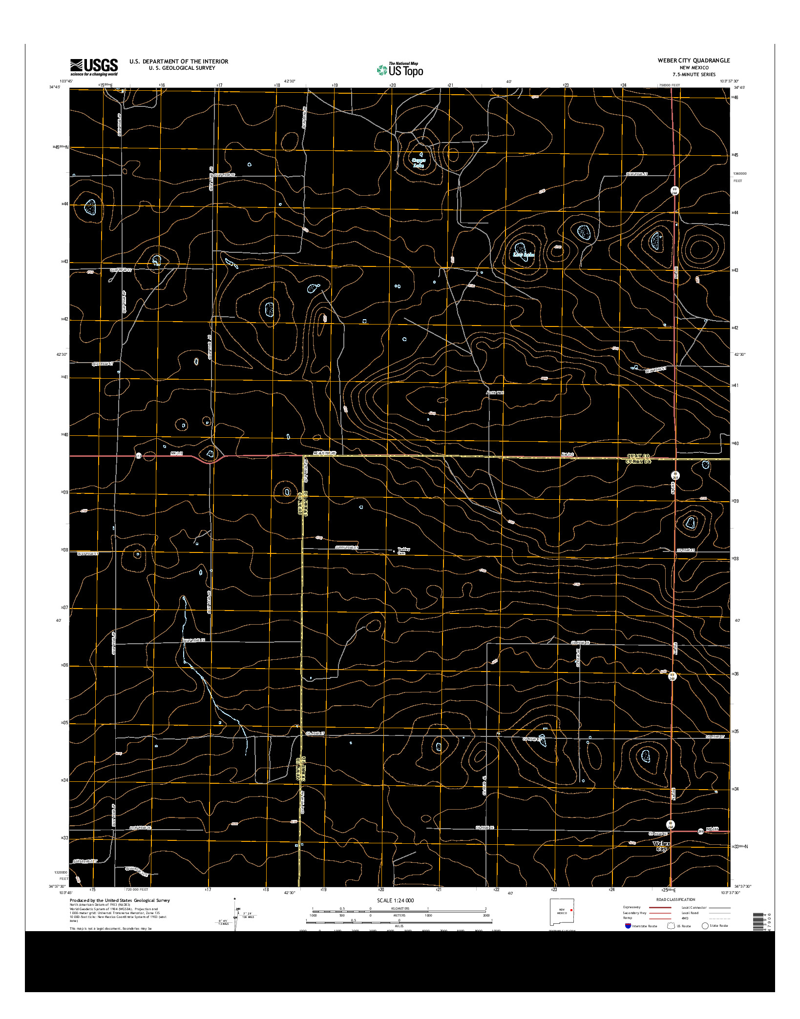 USGS US TOPO 7.5-MINUTE MAP FOR WEBER CITY, NM 2013