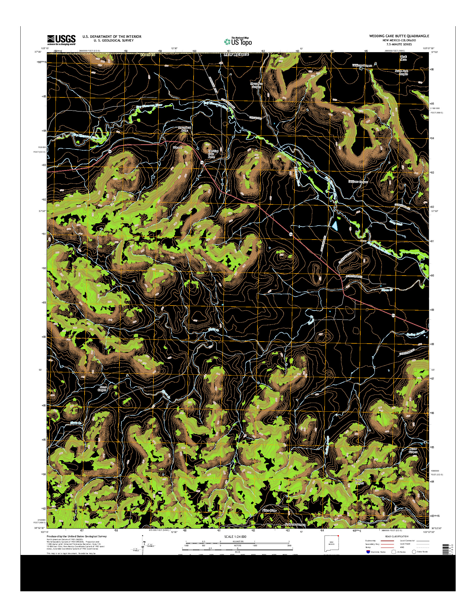 USGS US TOPO 7.5-MINUTE MAP FOR WEDDING CAKE BUTTE, NM-CO 2013