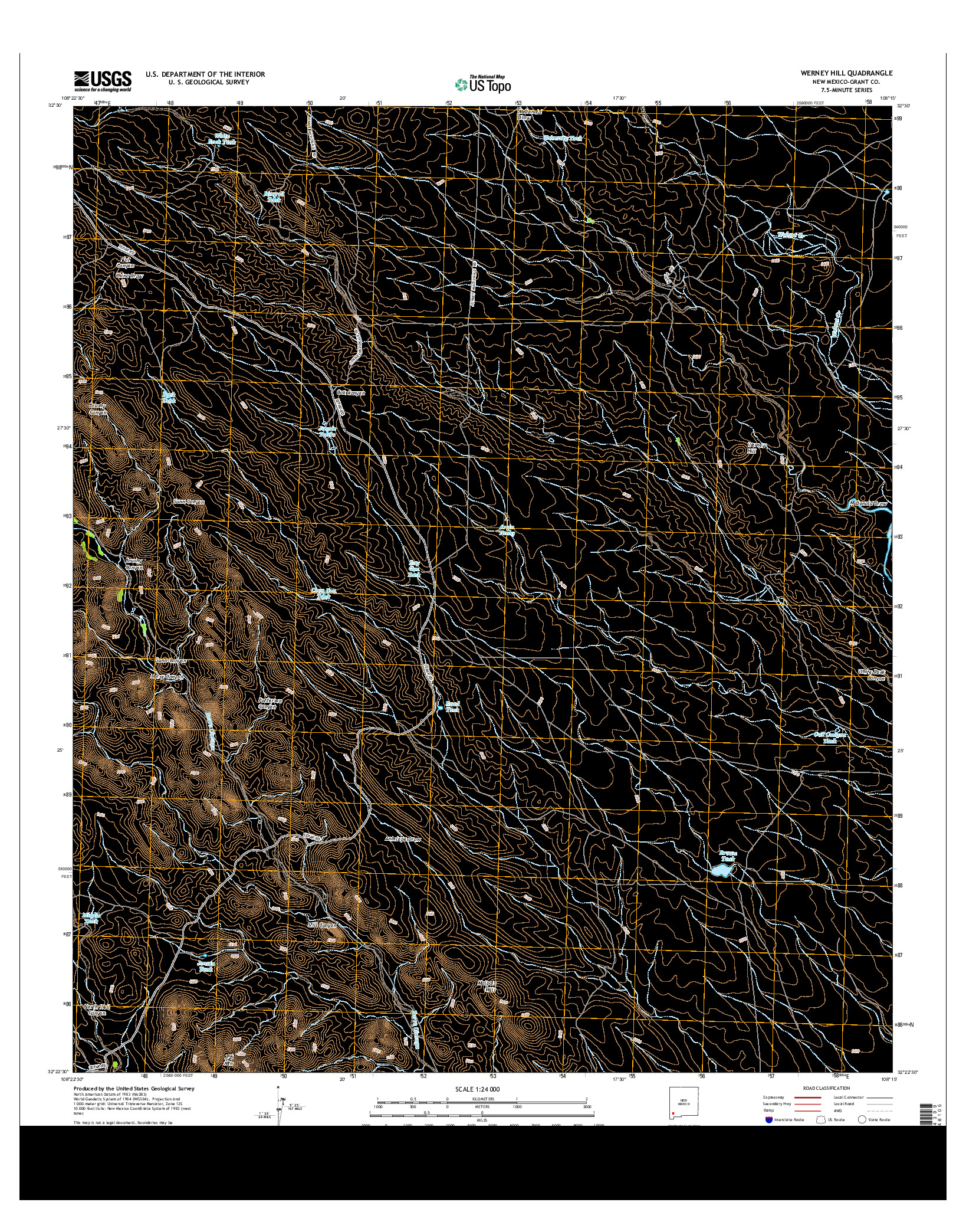 USGS US TOPO 7.5-MINUTE MAP FOR WERNEY HILL, NM 2013