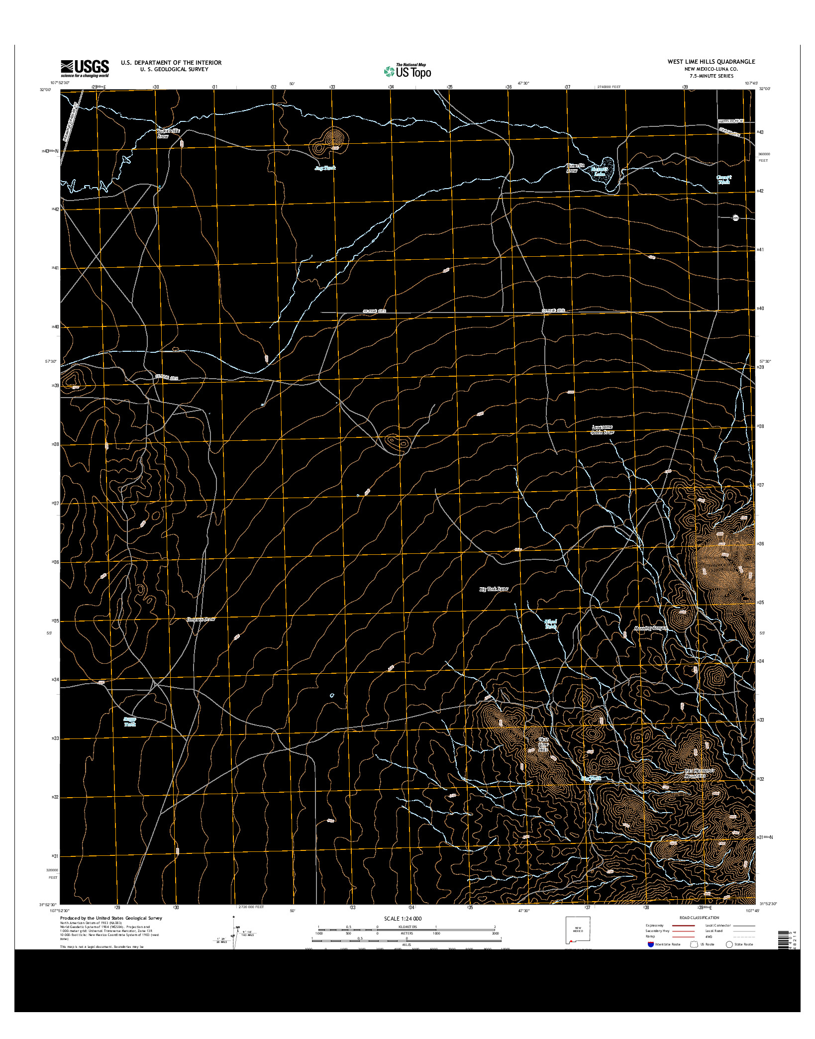 USGS US TOPO 7.5-MINUTE MAP FOR WEST LIME HILLS, NM 2013