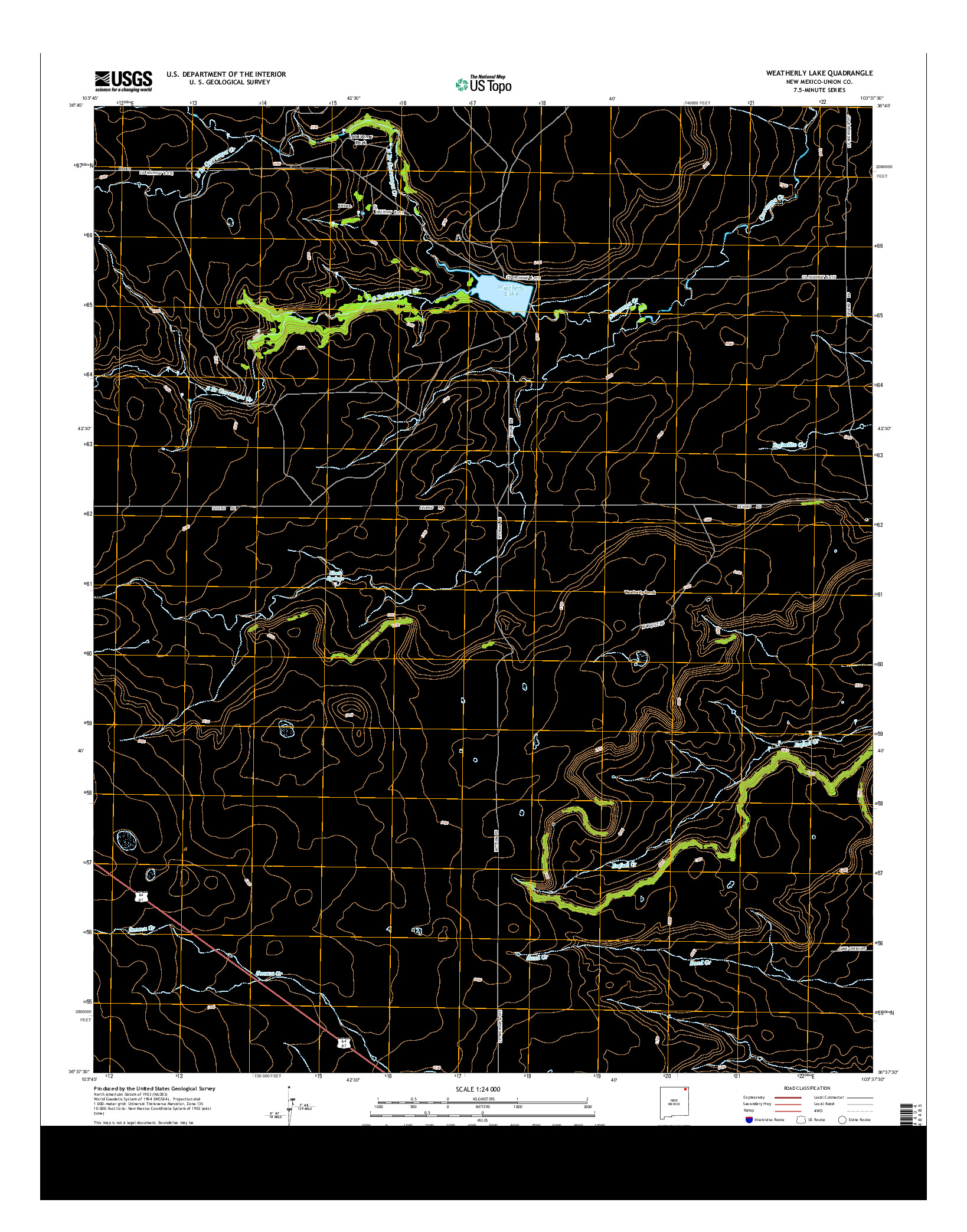USGS US TOPO 7.5-MINUTE MAP FOR WEATHERLY LAKE, NM 2013