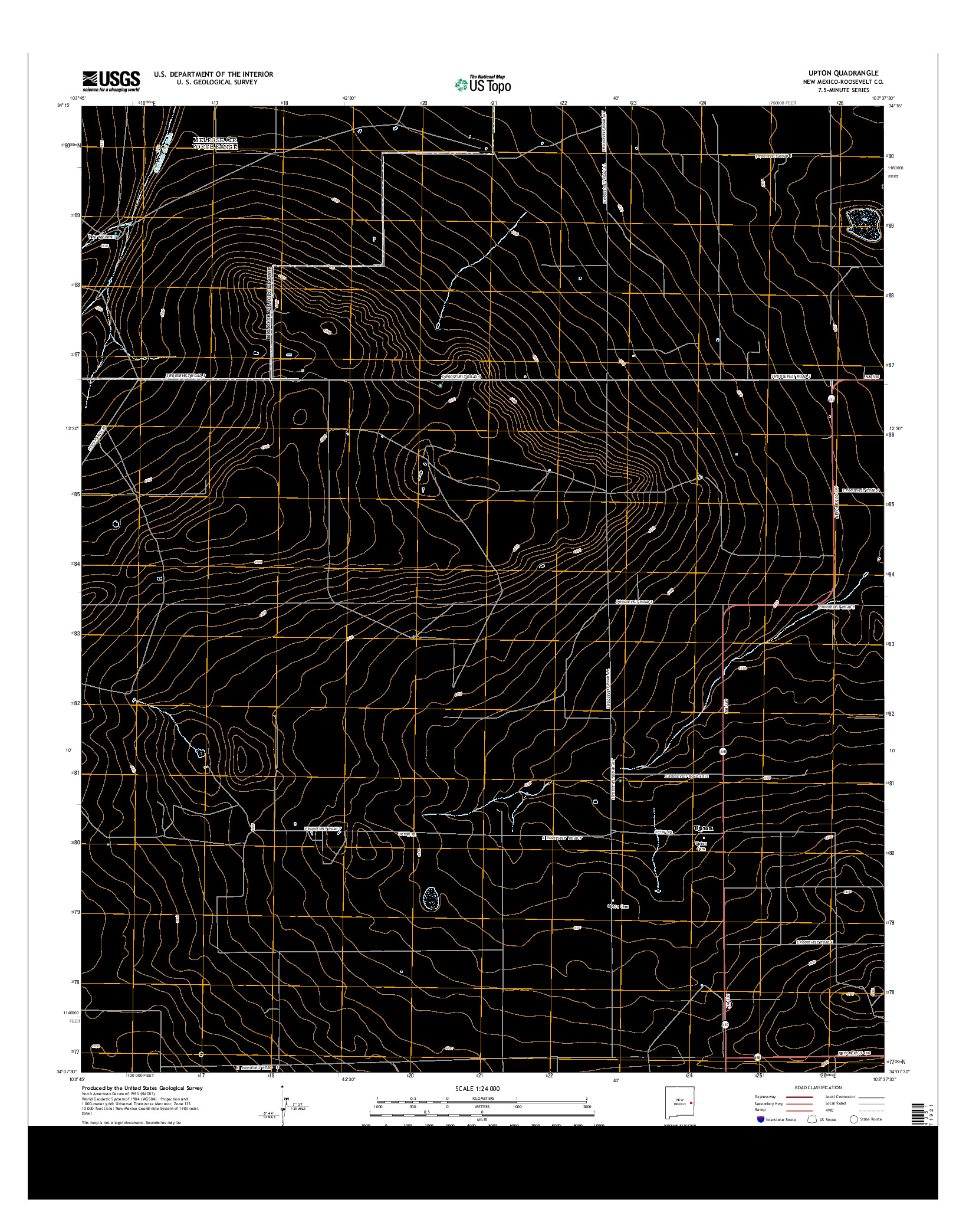 USGS US TOPO 7.5-MINUTE MAP FOR UPTON, NM 2013