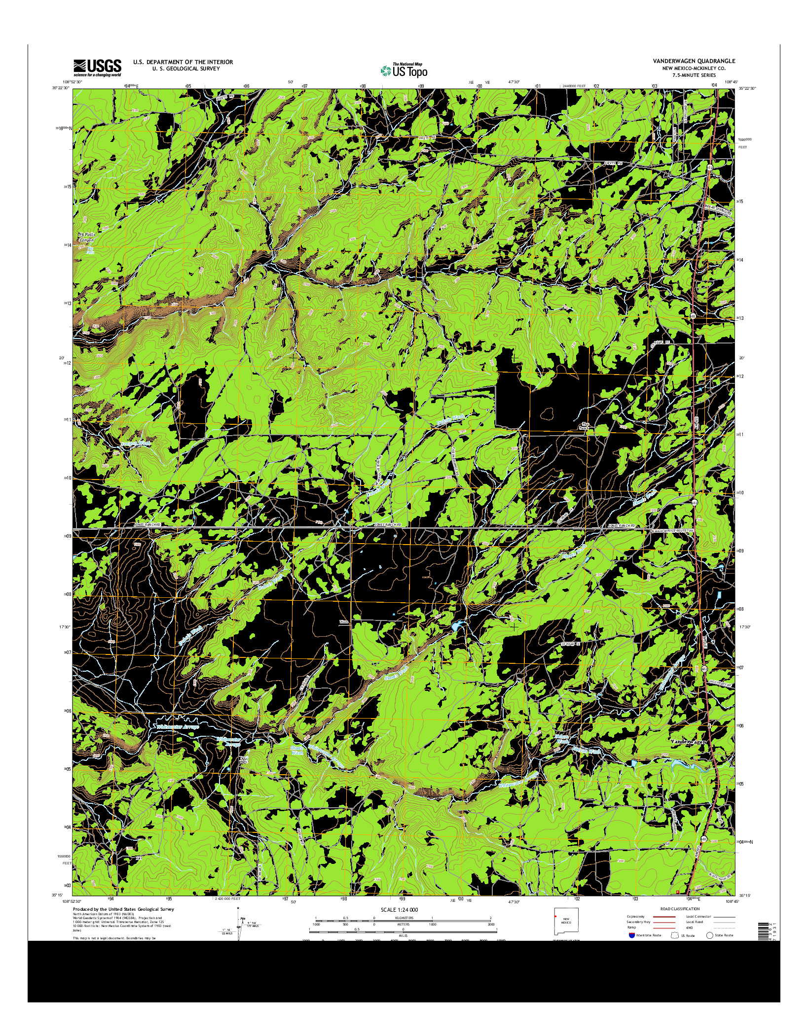 USGS US TOPO 7.5-MINUTE MAP FOR VANDERWAGEN, NM 2013