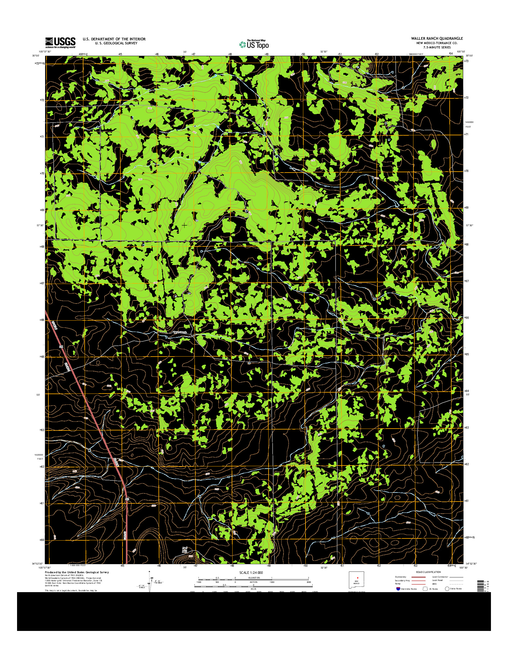 USGS US TOPO 7.5-MINUTE MAP FOR WALLER RANCH, NM 2013