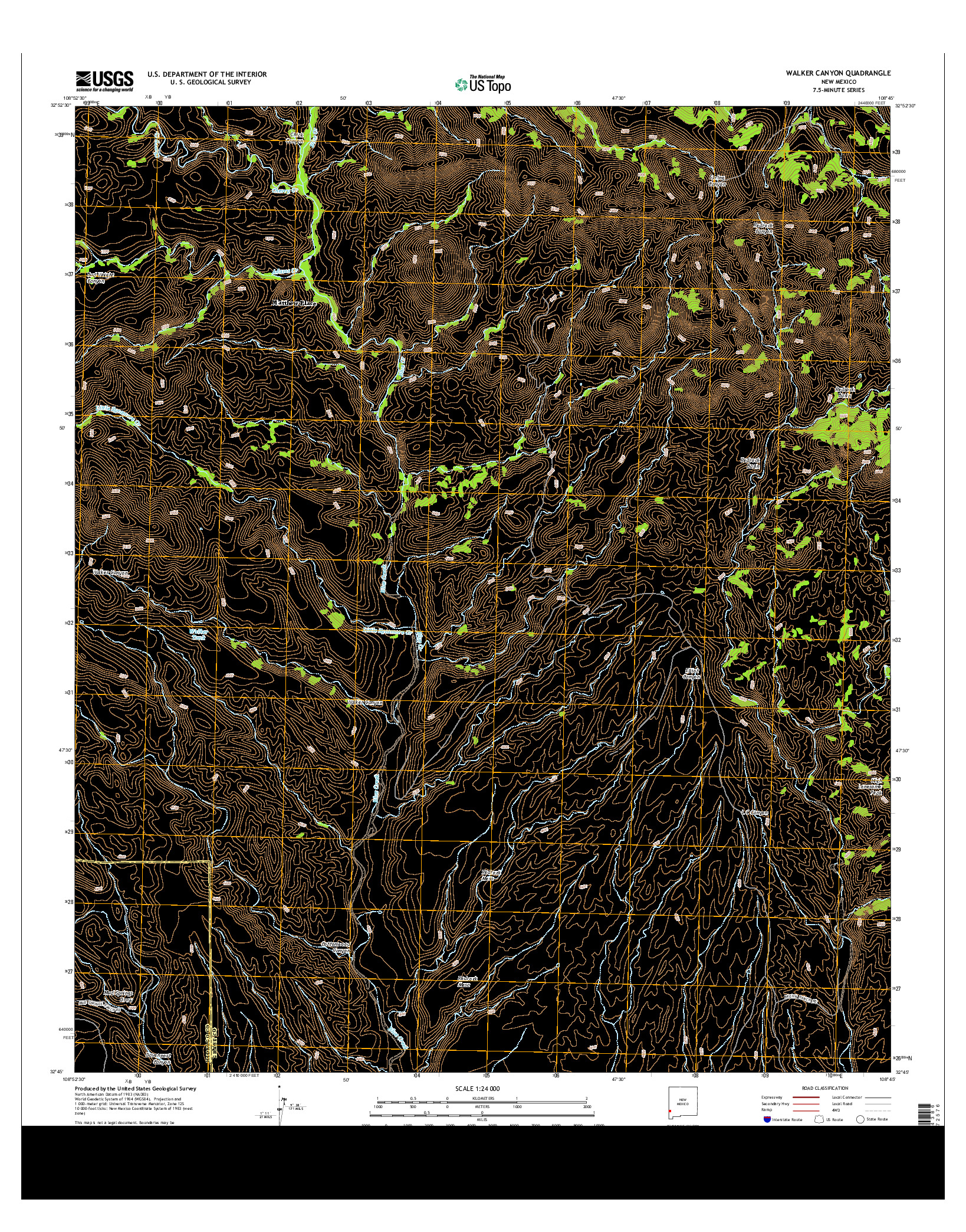 USGS US TOPO 7.5-MINUTE MAP FOR WALKER CANYON, NM 2013