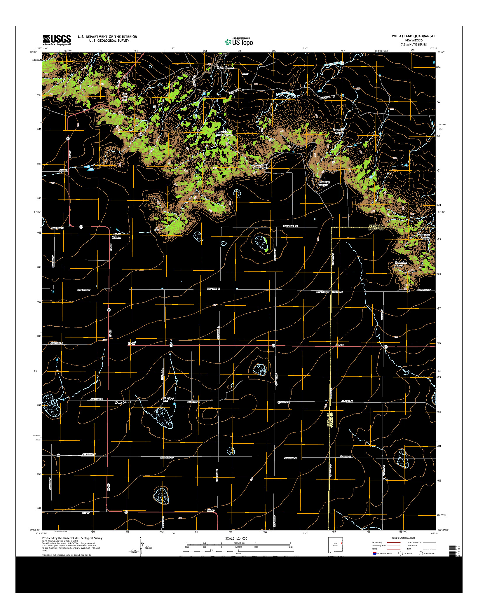 USGS US TOPO 7.5-MINUTE MAP FOR WHEATLAND, NM 2013