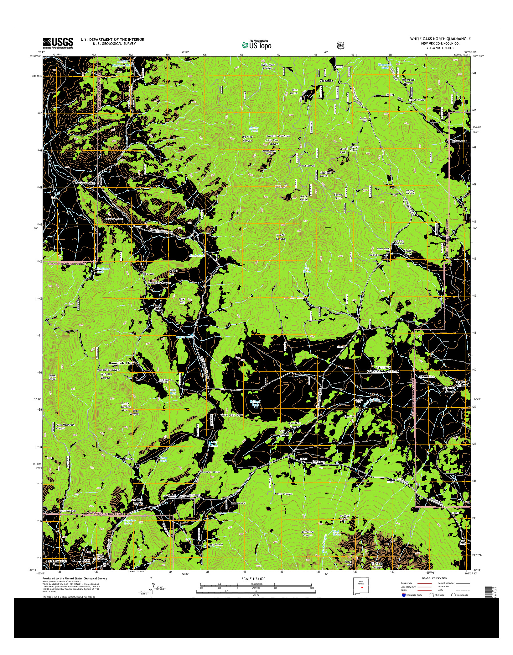 USGS US TOPO 7.5-MINUTE MAP FOR WHITE OAKS NORTH, NM 2013