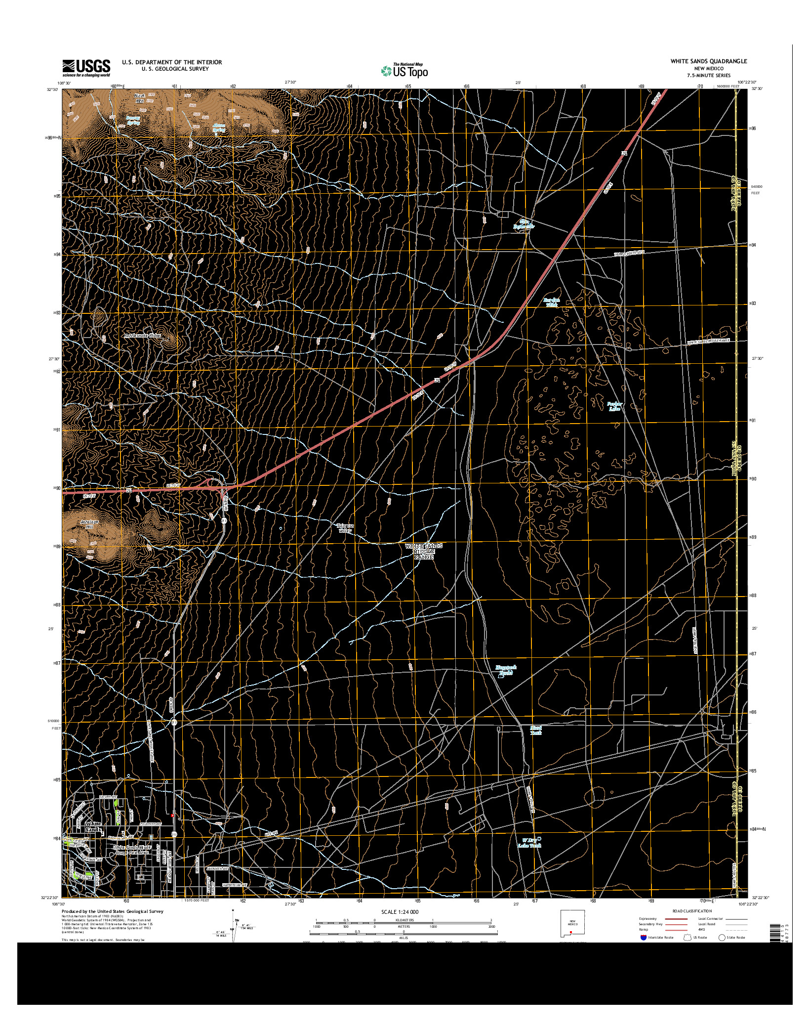 USGS US TOPO 7.5-MINUTE MAP FOR WHITE SANDS, NM 2013