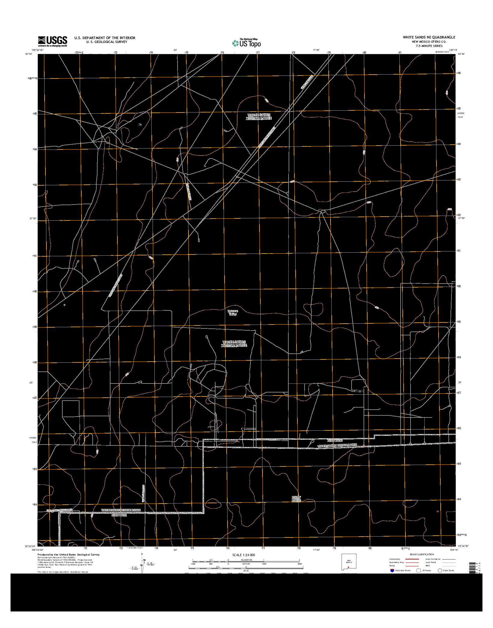 USGS US TOPO 7.5-MINUTE MAP FOR WHITE SANDS NE, NM 2013