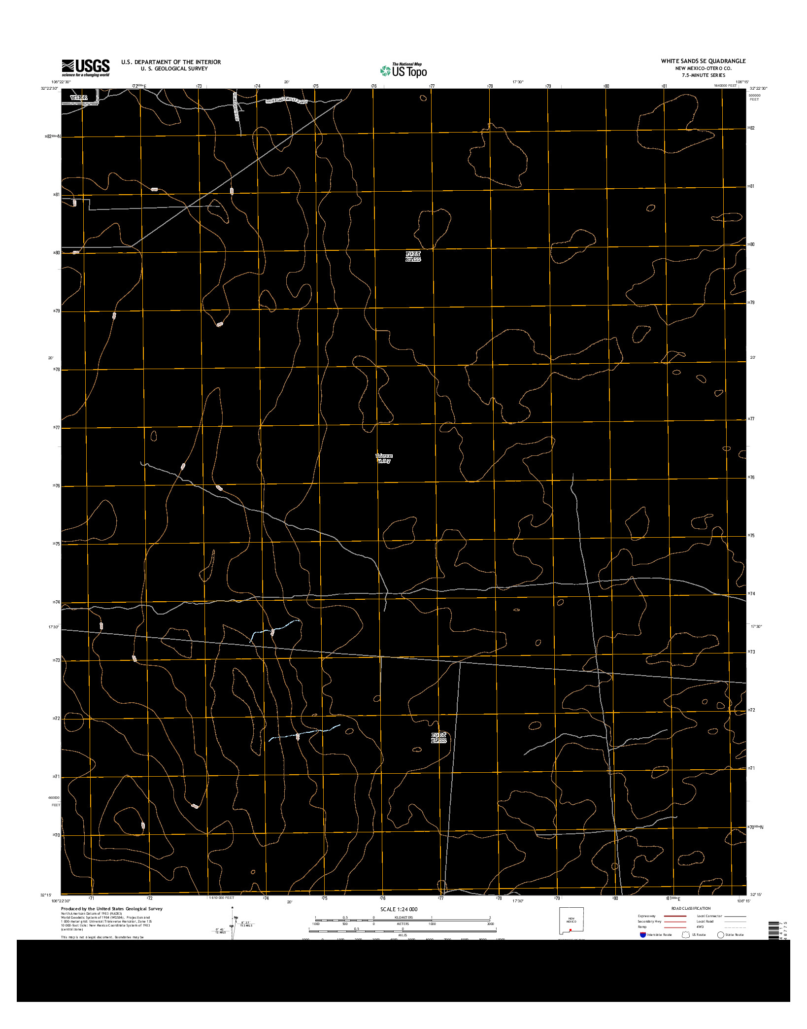 USGS US TOPO 7.5-MINUTE MAP FOR WHITE SANDS SE, NM 2013