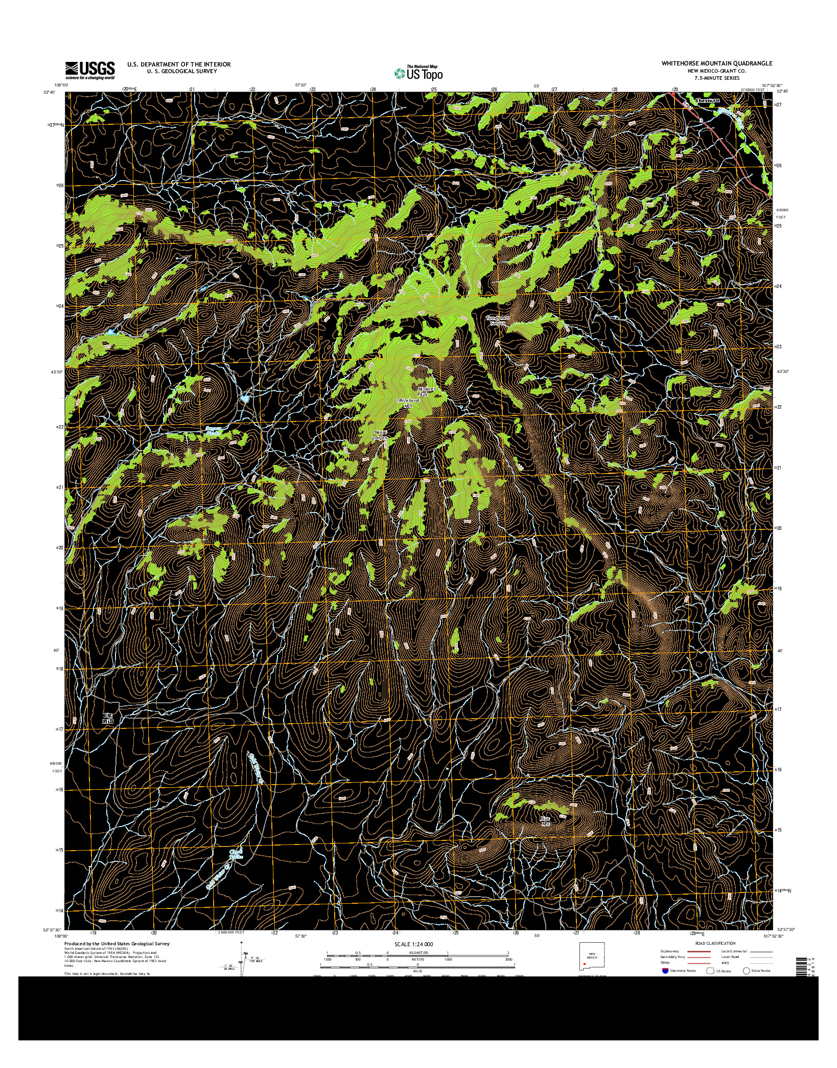 USGS US TOPO 7.5-MINUTE MAP FOR WHITEHORSE MOUNTAIN, NM 2013