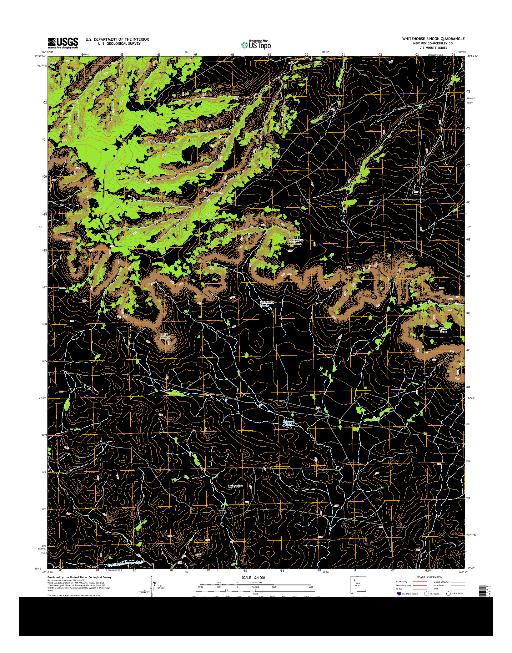 USGS US TOPO 7.5-MINUTE MAP FOR WHITEHORSE RINCON, NM 2013