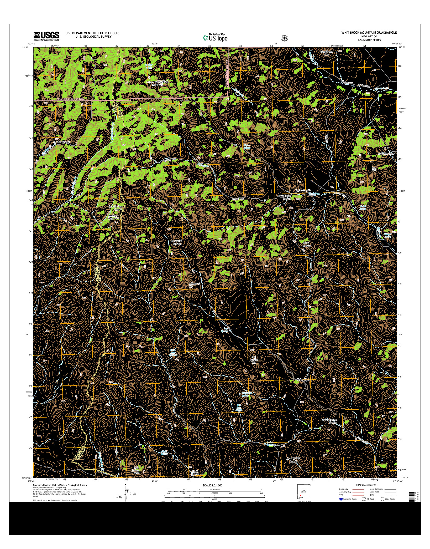 USGS US TOPO 7.5-MINUTE MAP FOR WHITEROCK MOUNTAIN, NM 2013