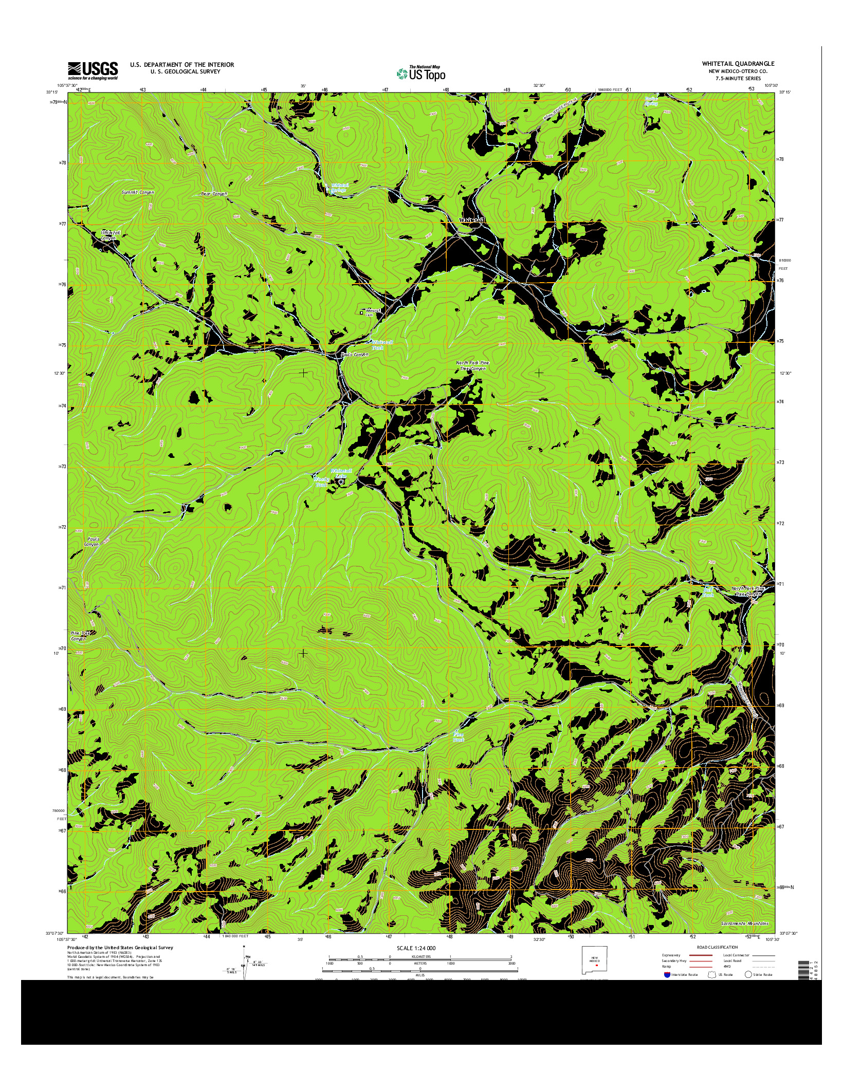 USGS US TOPO 7.5-MINUTE MAP FOR WHITETAIL, NM 2013