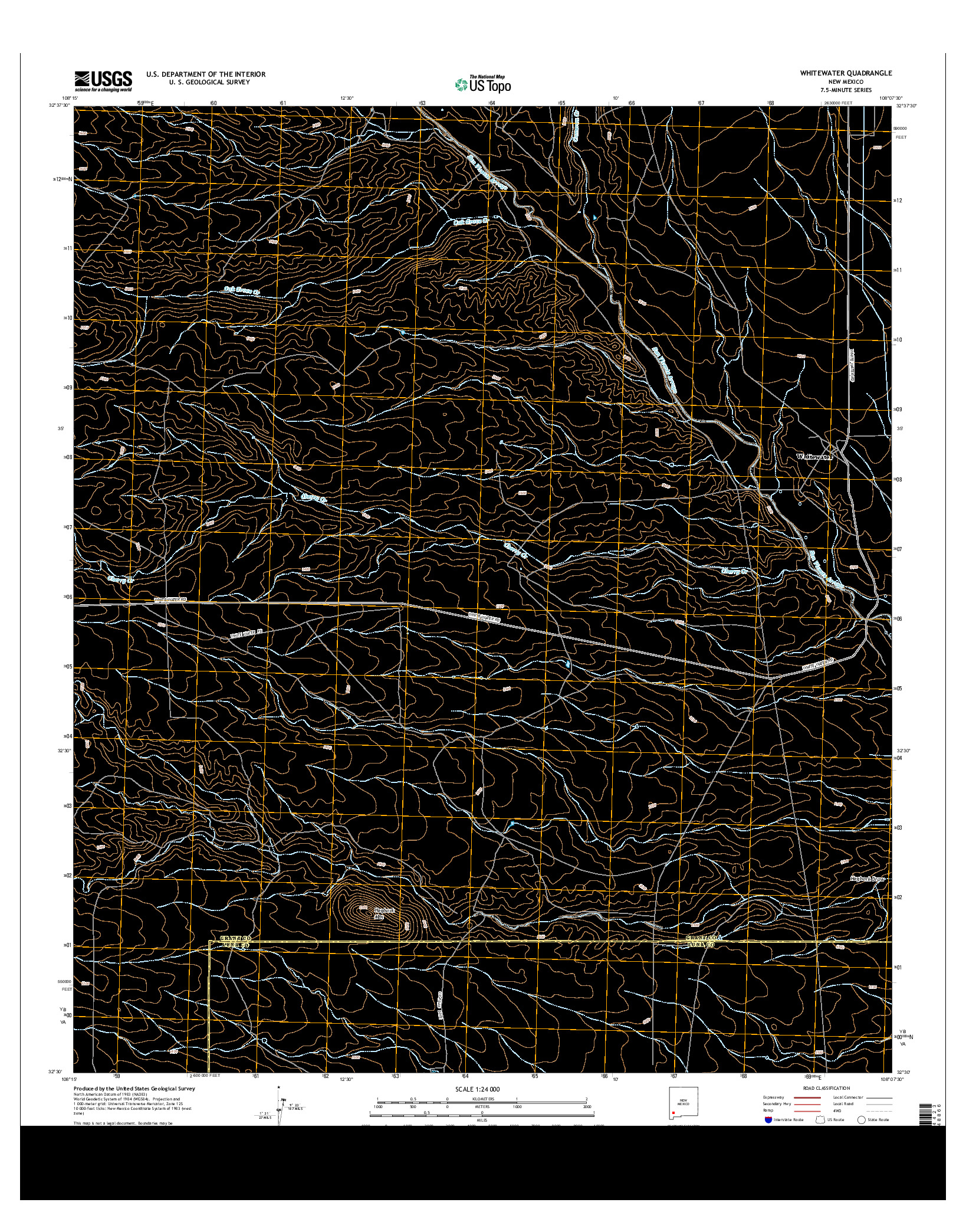 USGS US TOPO 7.5-MINUTE MAP FOR WHITEWATER, NM 2013