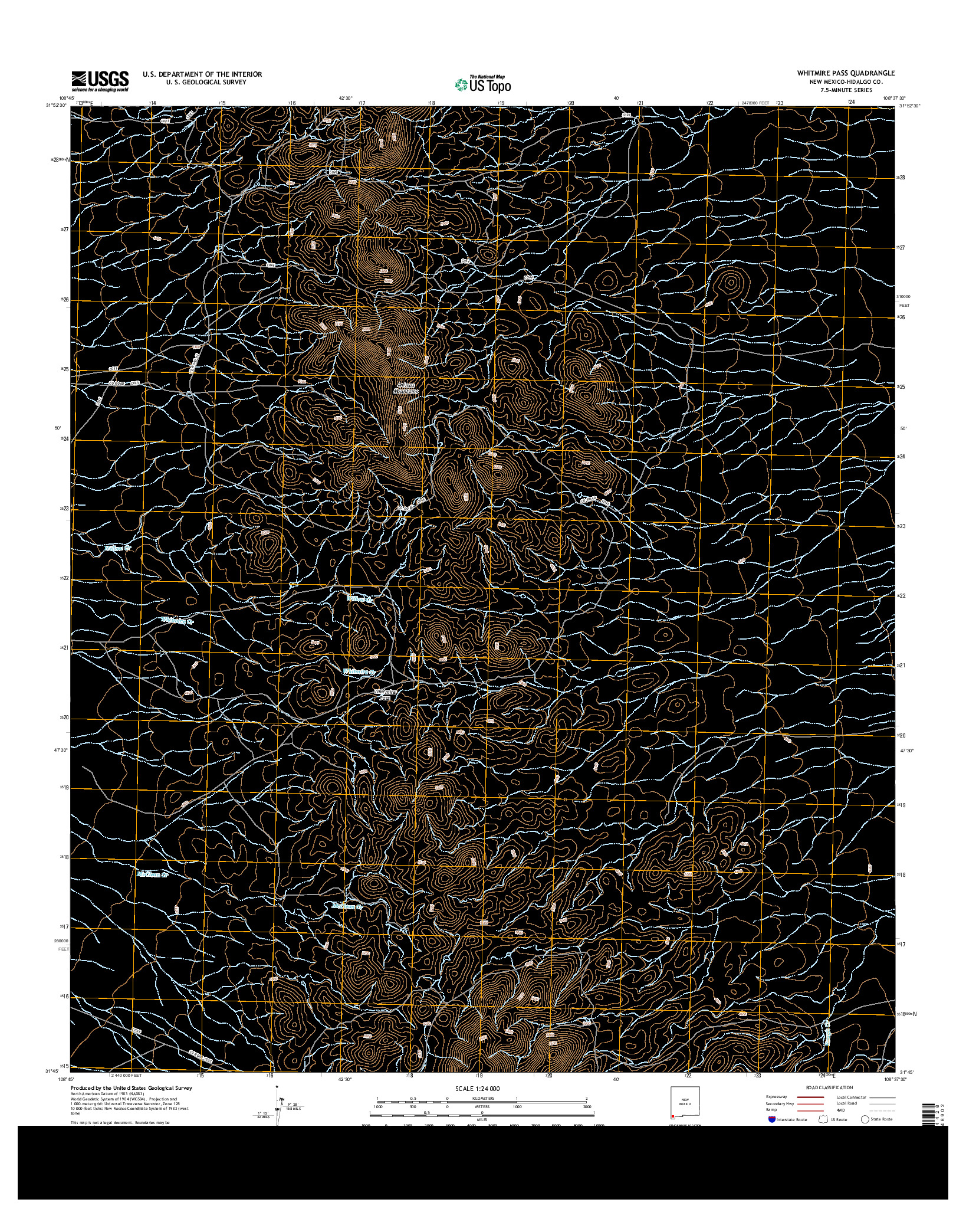 USGS US TOPO 7.5-MINUTE MAP FOR WHITMIRE PASS, NM 2013