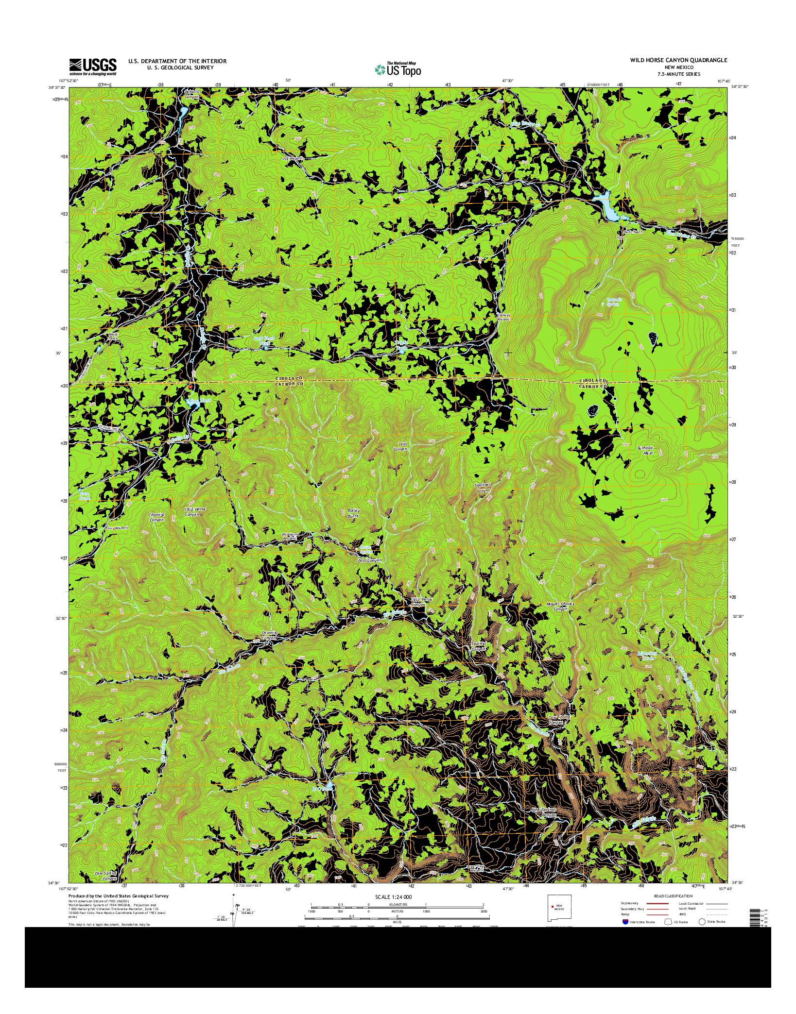 USGS US TOPO 7.5-MINUTE MAP FOR WILD HORSE CANYON, NM 2013