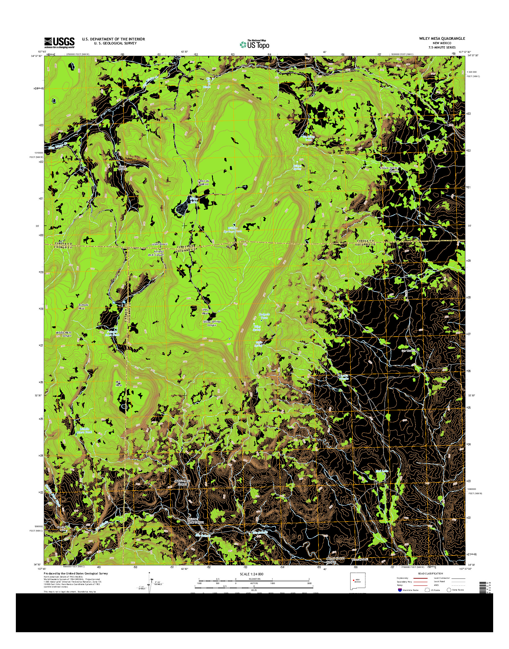 USGS US TOPO 7.5-MINUTE MAP FOR WILEY MESA, NM 2013