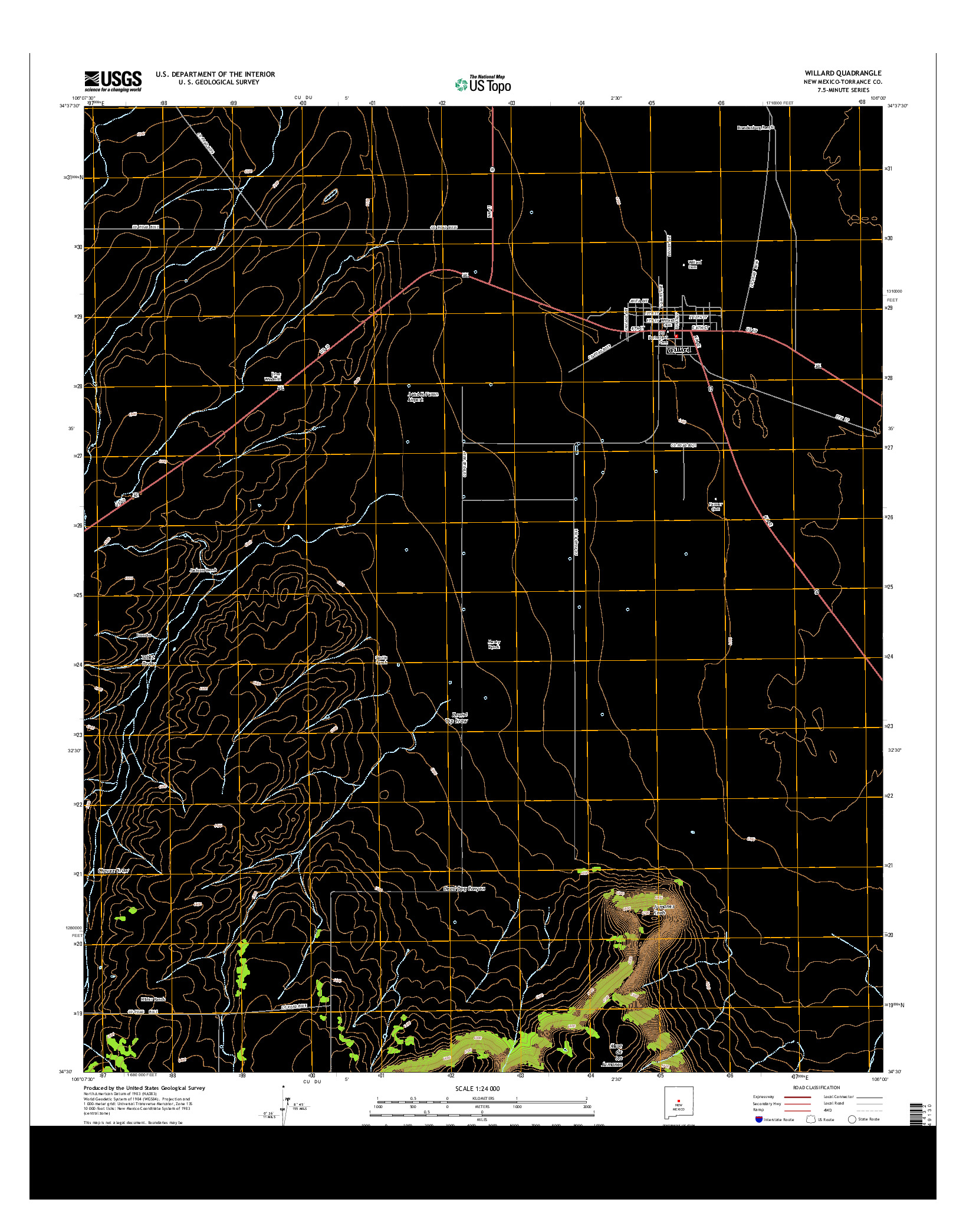USGS US TOPO 7.5-MINUTE MAP FOR WILLARD, NM 2013