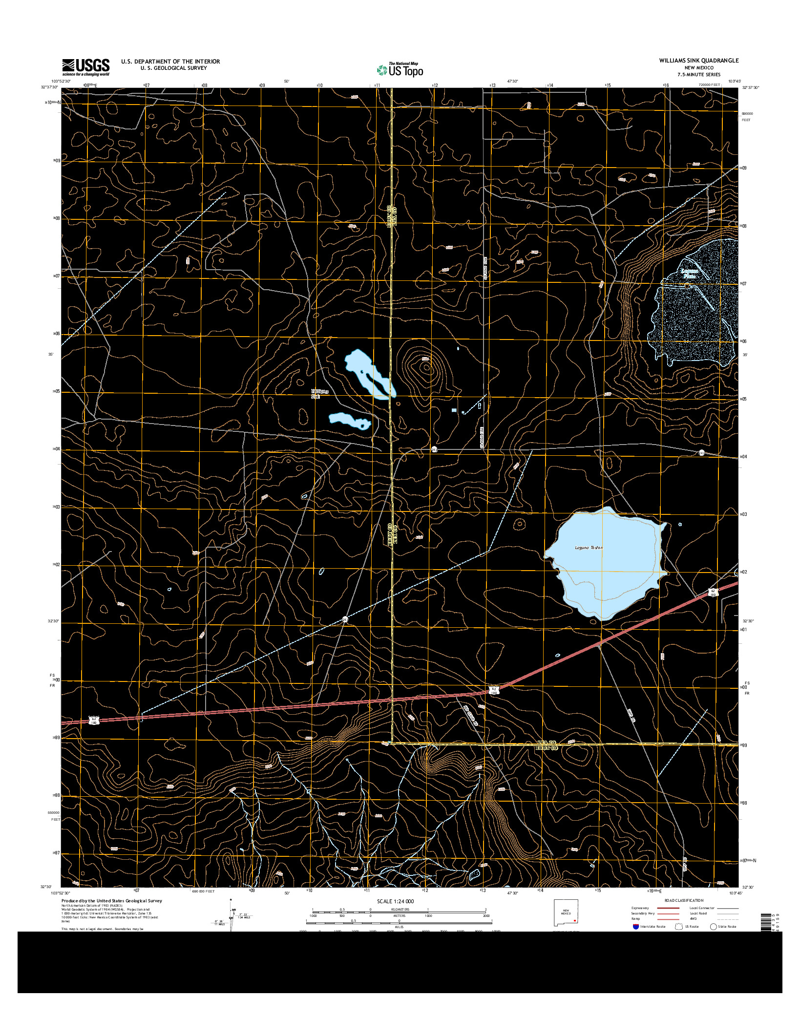 USGS US TOPO 7.5-MINUTE MAP FOR WILLIAMS SINK, NM 2013