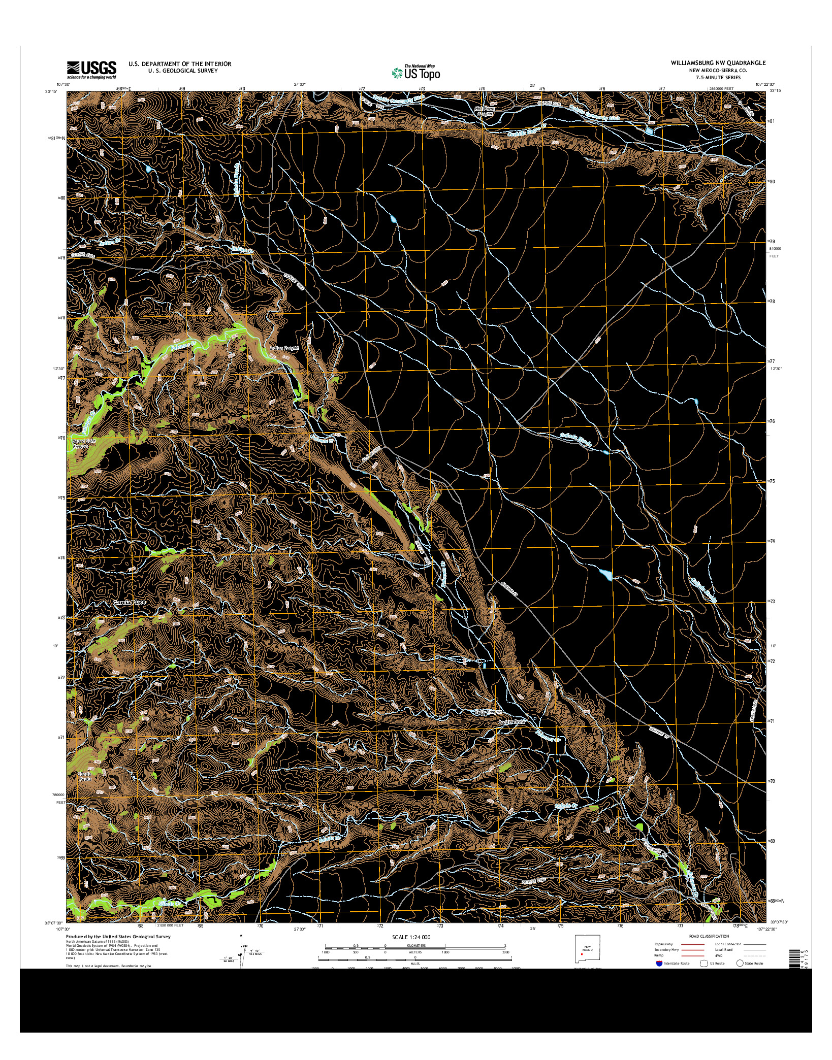 USGS US TOPO 7.5-MINUTE MAP FOR WILLIAMSBURG NW, NM 2013