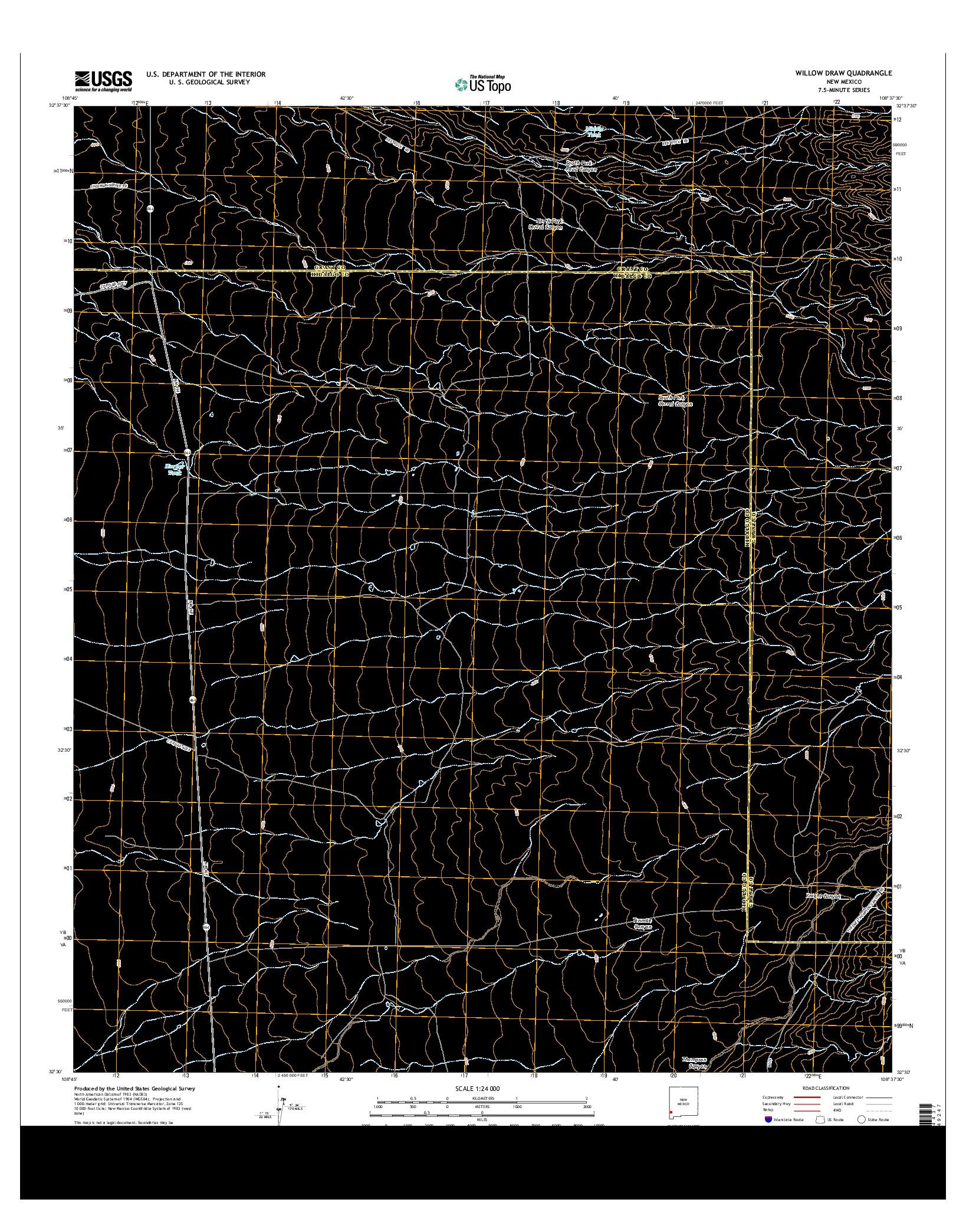 USGS US TOPO 7.5-MINUTE MAP FOR WILLOW DRAW, NM 2013