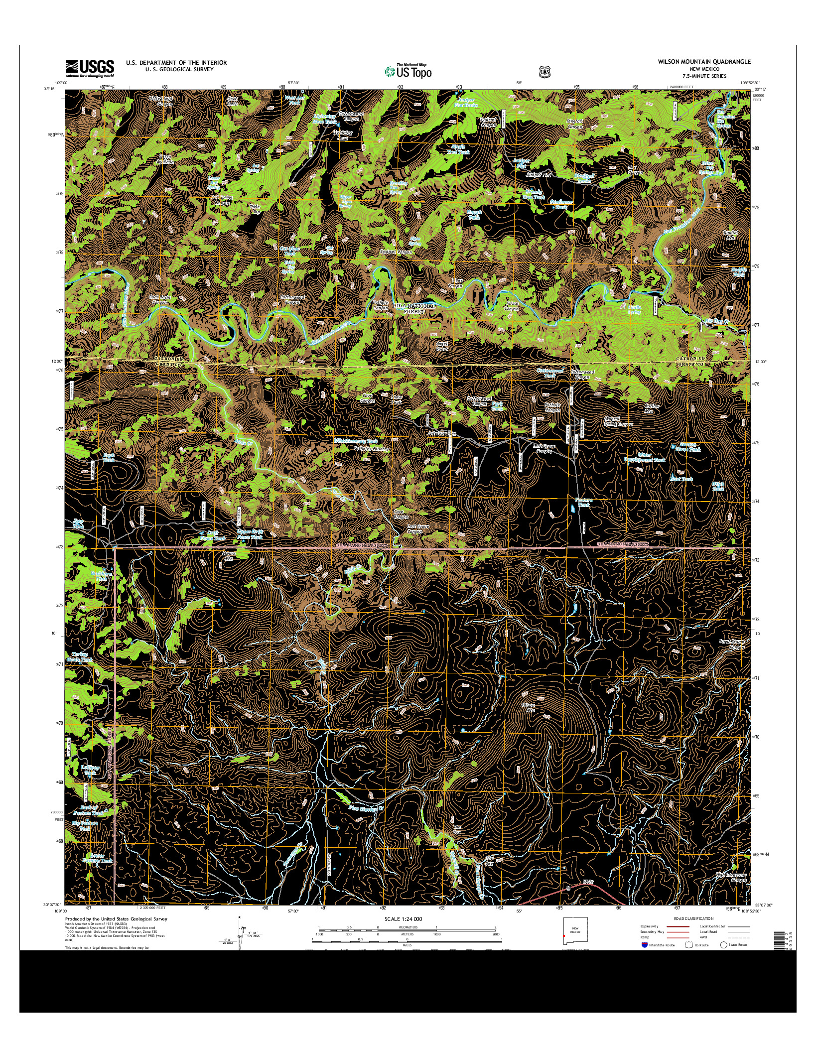 USGS US TOPO 7.5-MINUTE MAP FOR WILSON MOUNTAIN, NM 2013