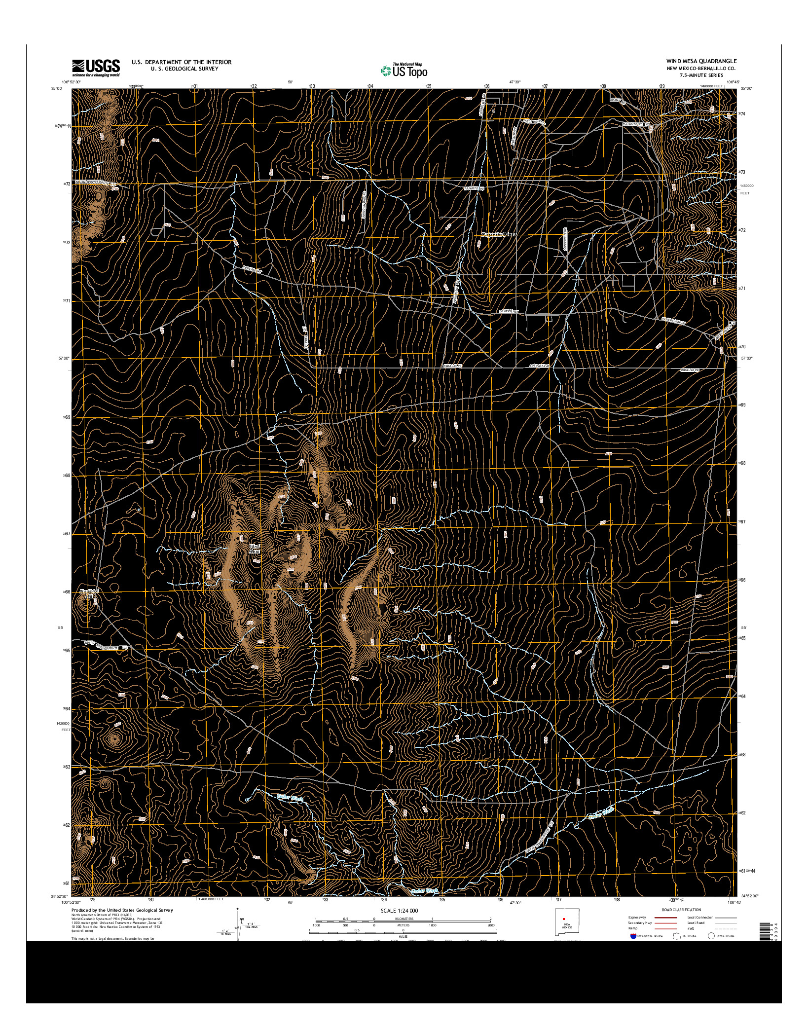 USGS US TOPO 7.5-MINUTE MAP FOR WIND MESA, NM 2013