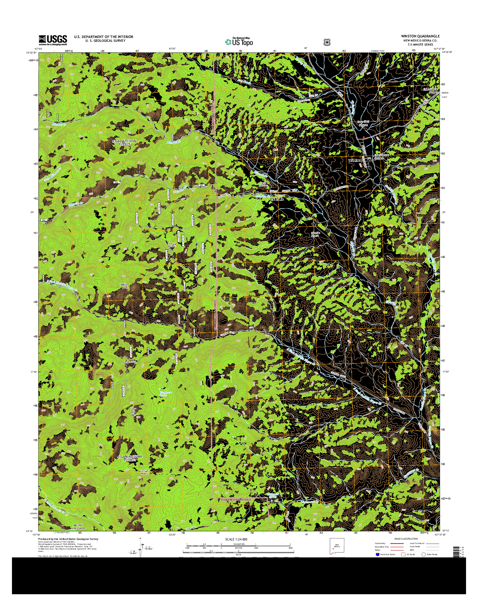 USGS US TOPO 7.5-MINUTE MAP FOR WINSTON, NM 2013