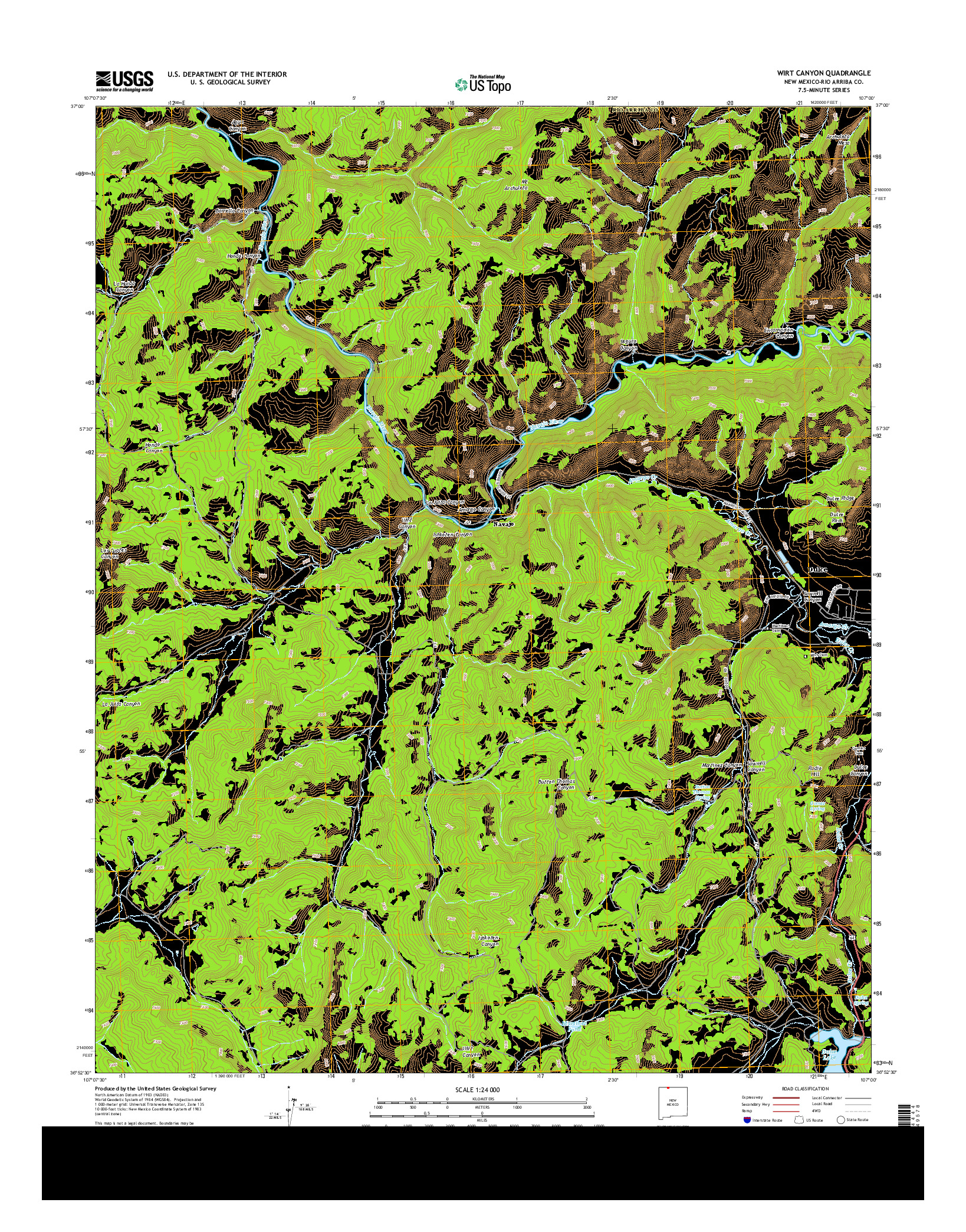 USGS US TOPO 7.5-MINUTE MAP FOR WIRT CANYON, NM 2013