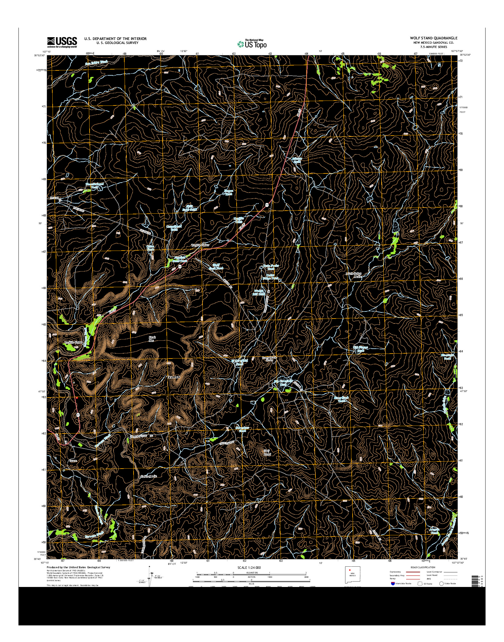 USGS US TOPO 7.5-MINUTE MAP FOR WOLF STAND, NM 2013