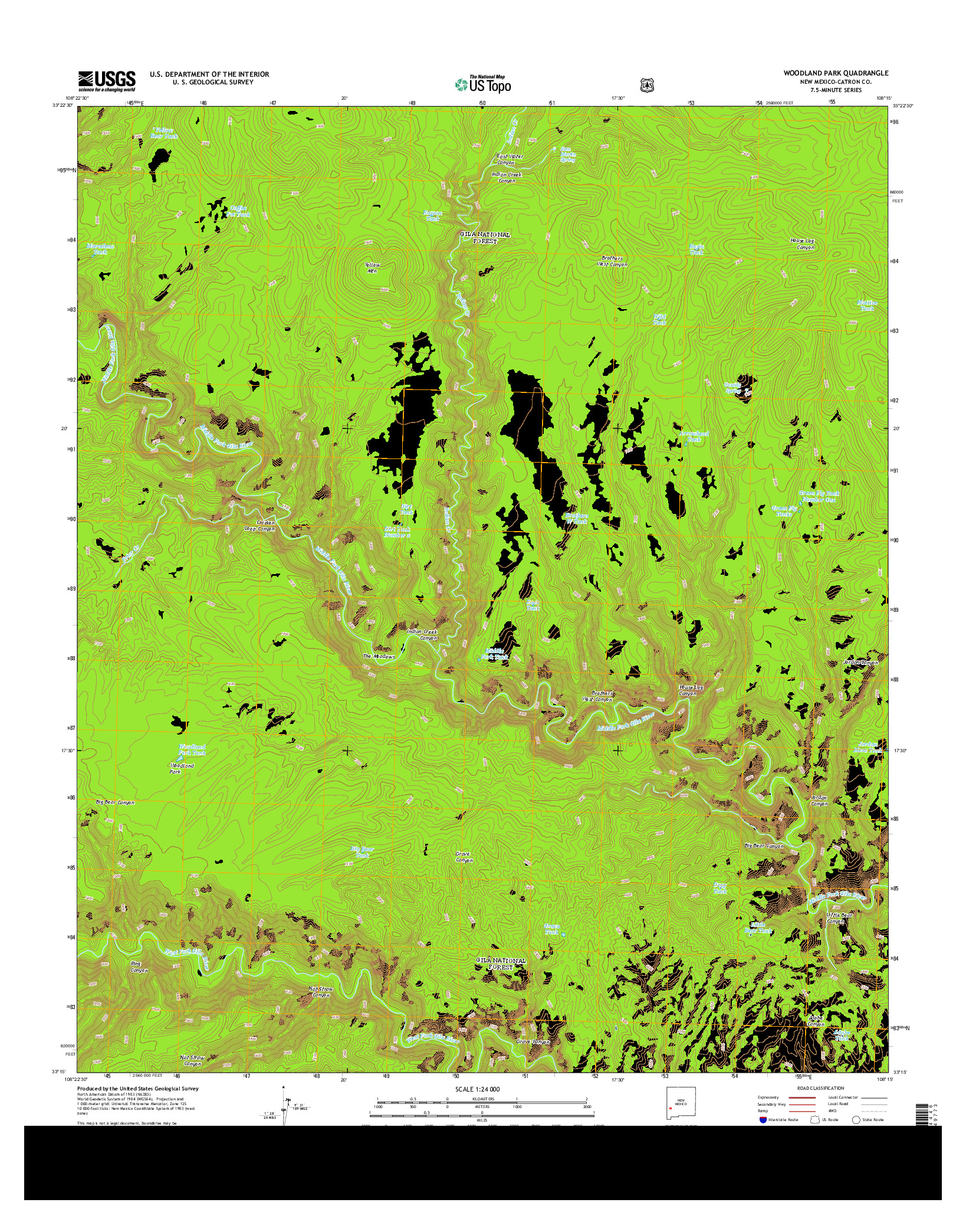 USGS US TOPO 7.5-MINUTE MAP FOR WOODLAND PARK, NM 2013