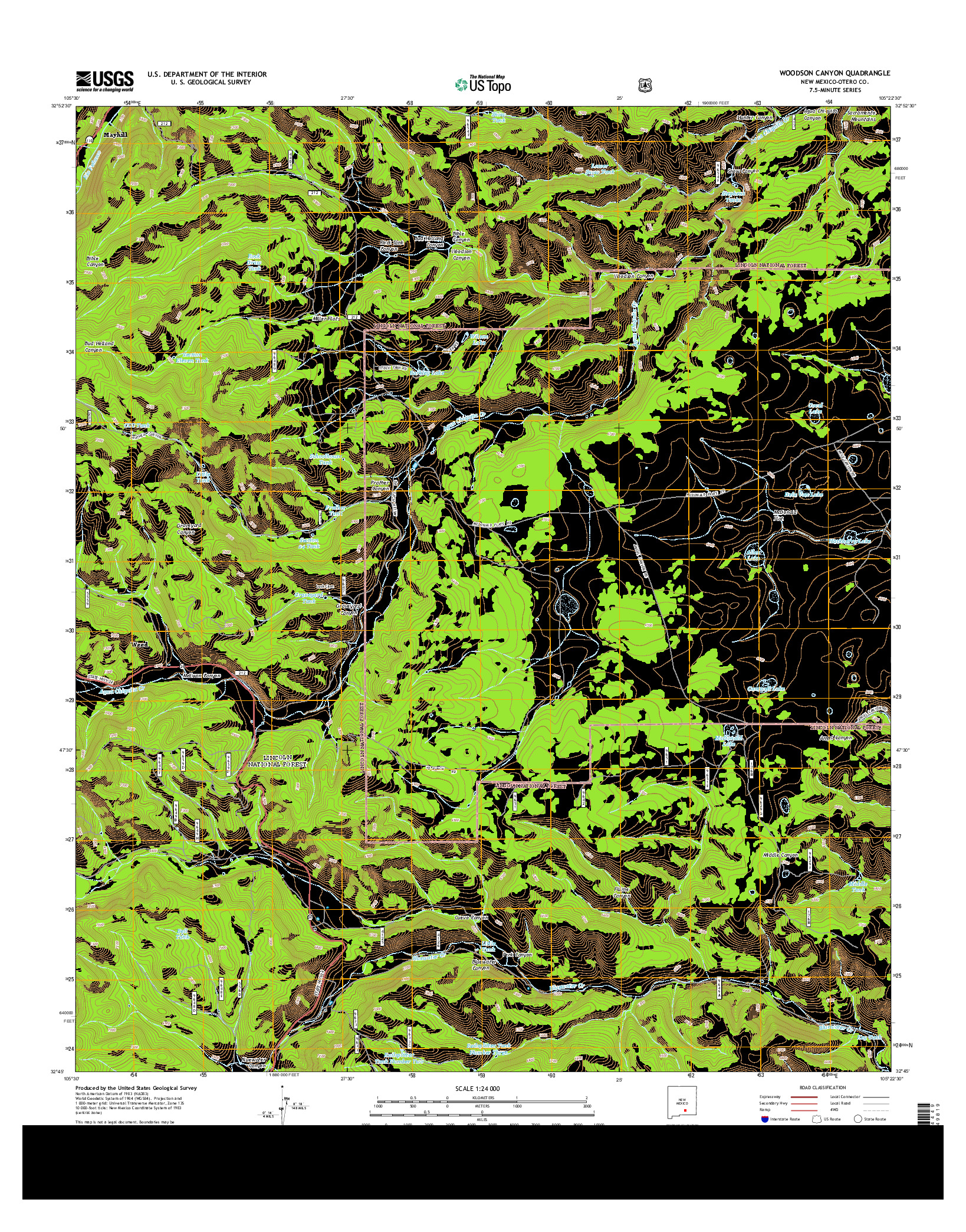 USGS US TOPO 7.5-MINUTE MAP FOR WOODSON CANYON, NM 2013
