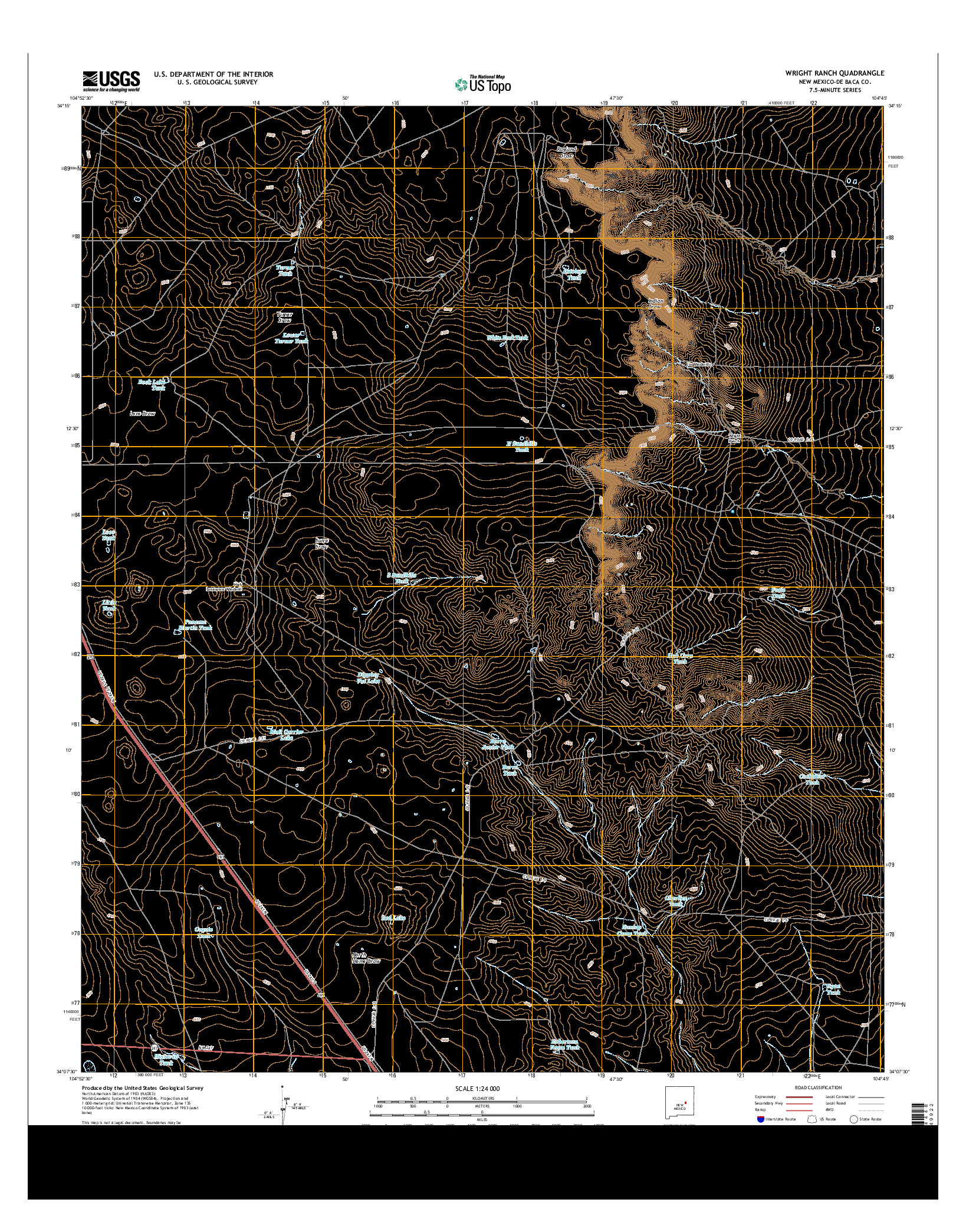USGS US TOPO 7.5-MINUTE MAP FOR WRIGHT RANCH, NM 2013