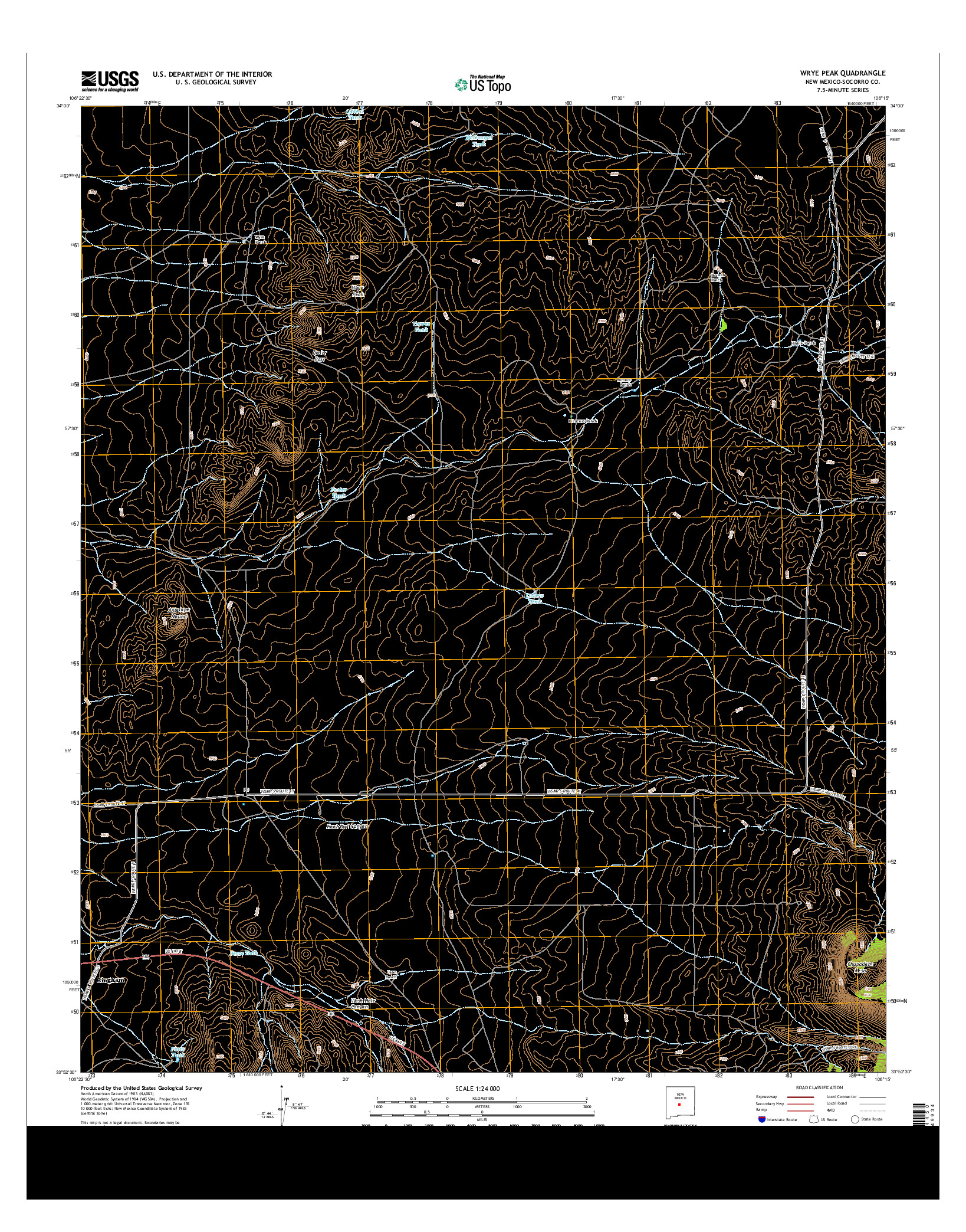 USGS US TOPO 7.5-MINUTE MAP FOR WRYE PEAK, NM 2013