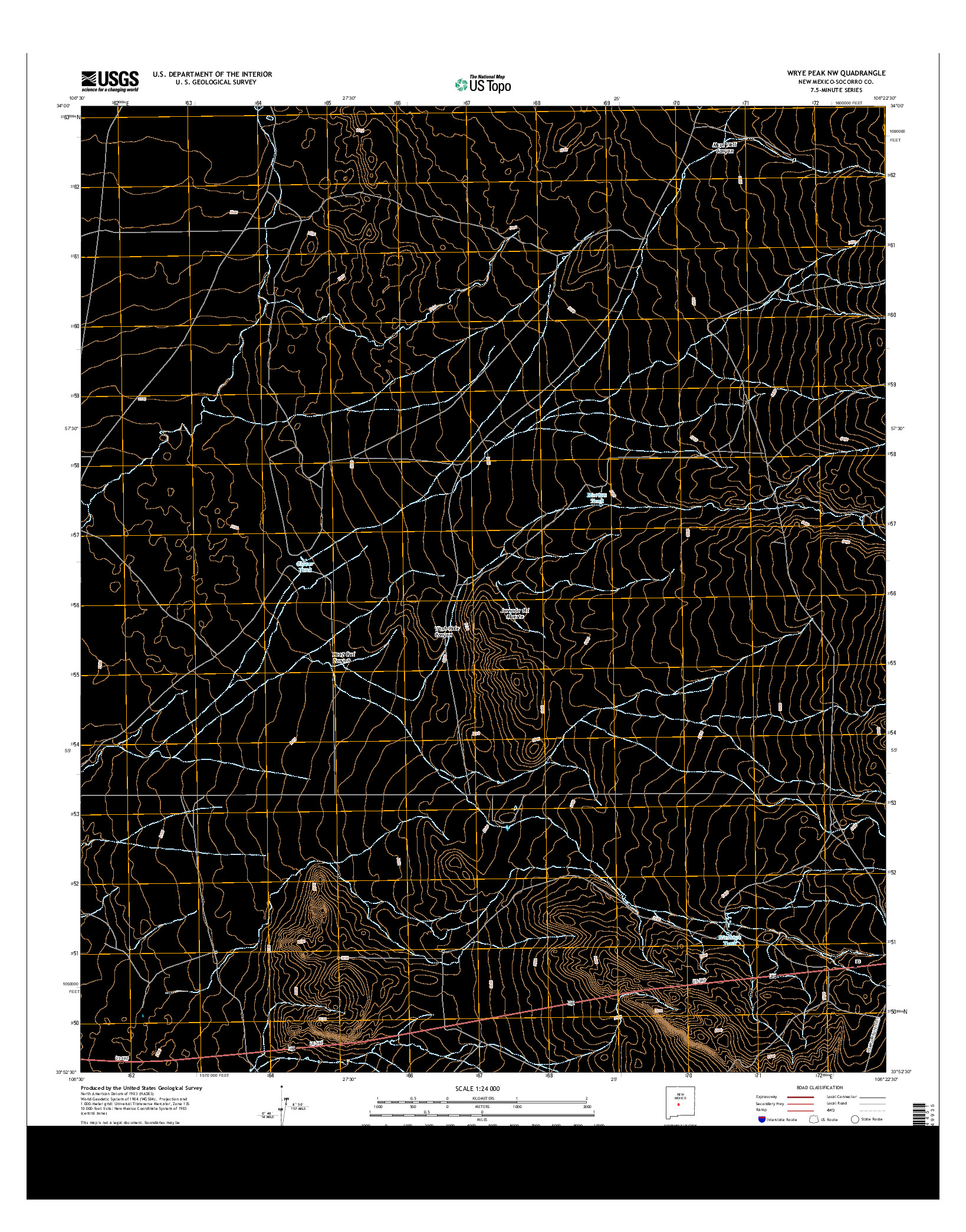 USGS US TOPO 7.5-MINUTE MAP FOR WRYE PEAK NW, NM 2013