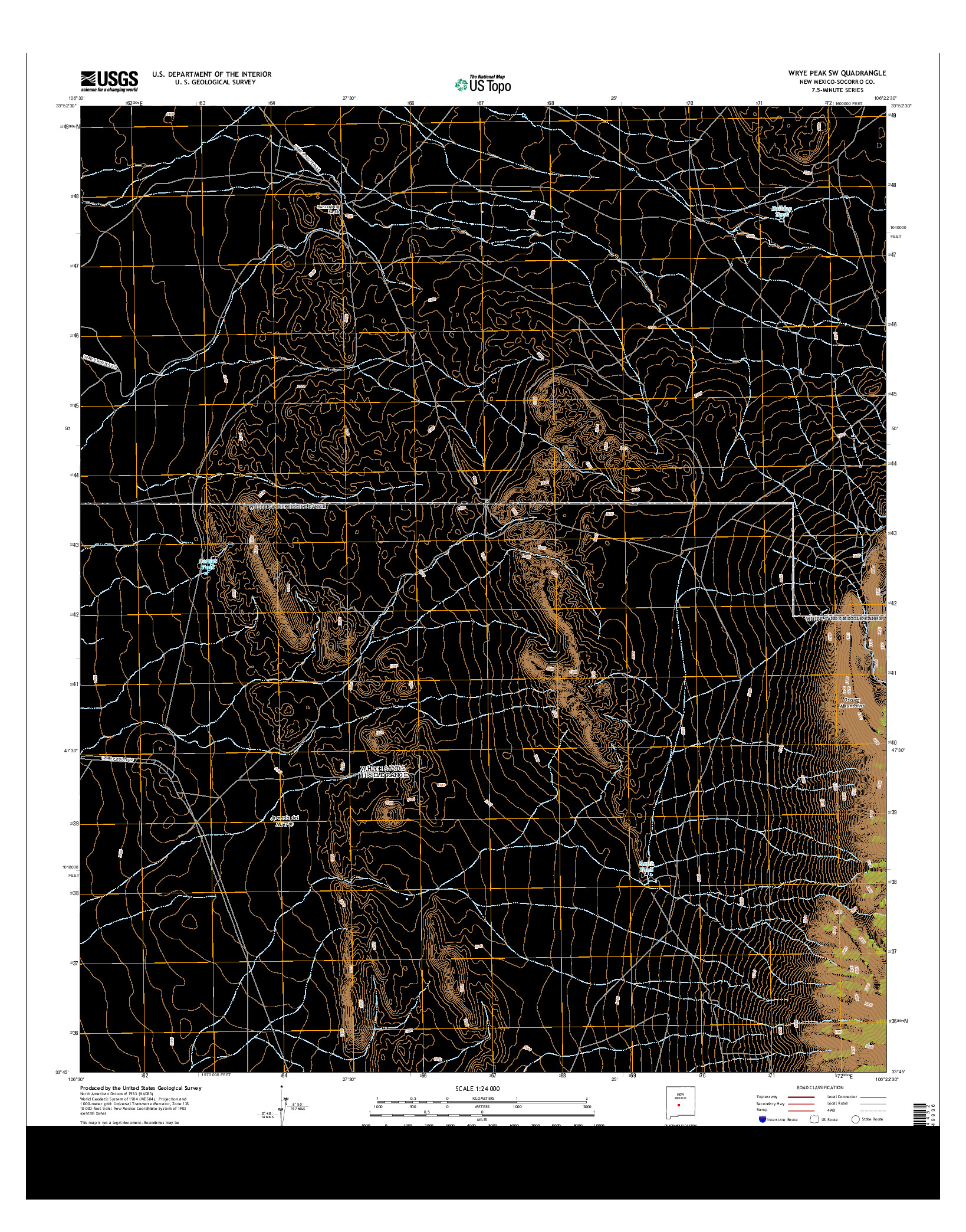 USGS US TOPO 7.5-MINUTE MAP FOR WRYE PEAK SW, NM 2013