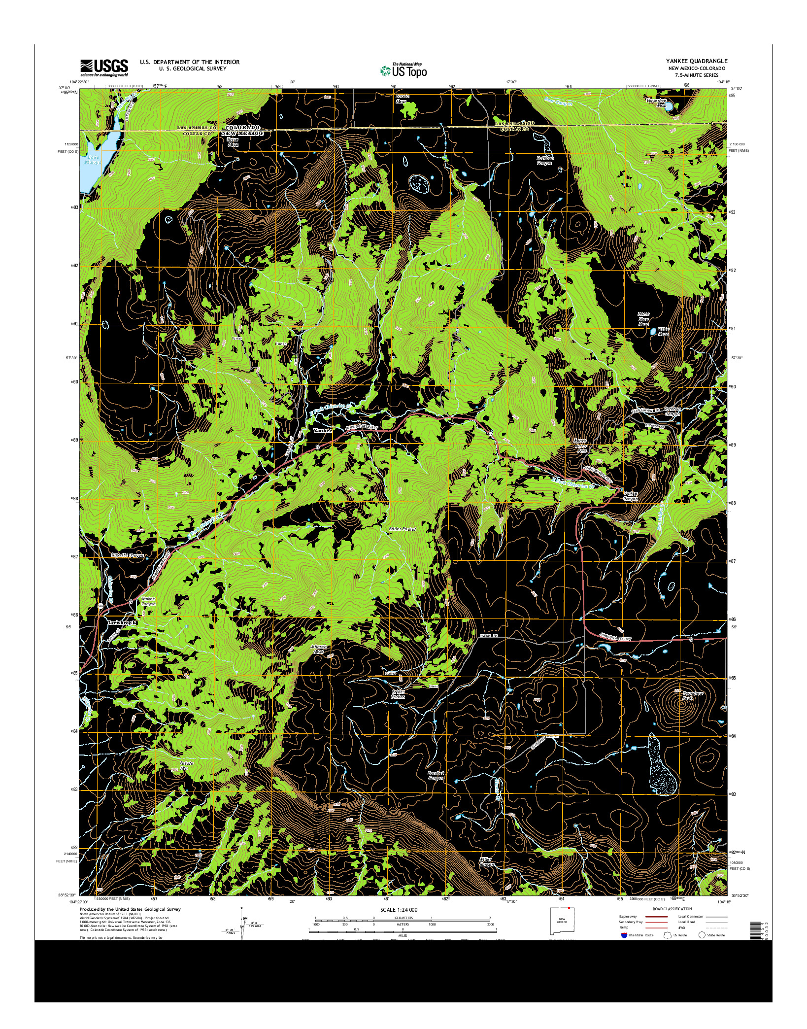 USGS US TOPO 7.5-MINUTE MAP FOR YANKEE, NM-CO 2013