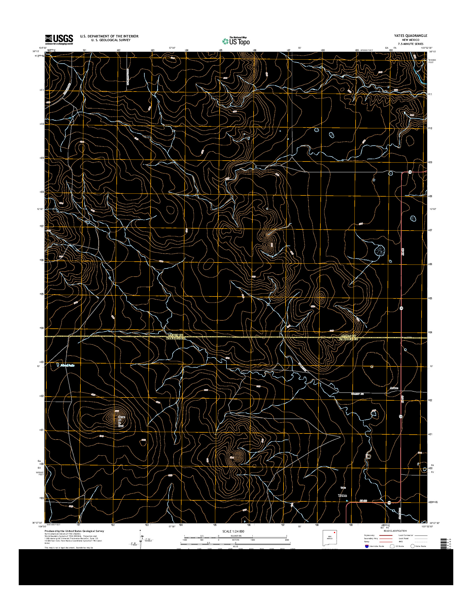 USGS US TOPO 7.5-MINUTE MAP FOR YATES, NM 2013