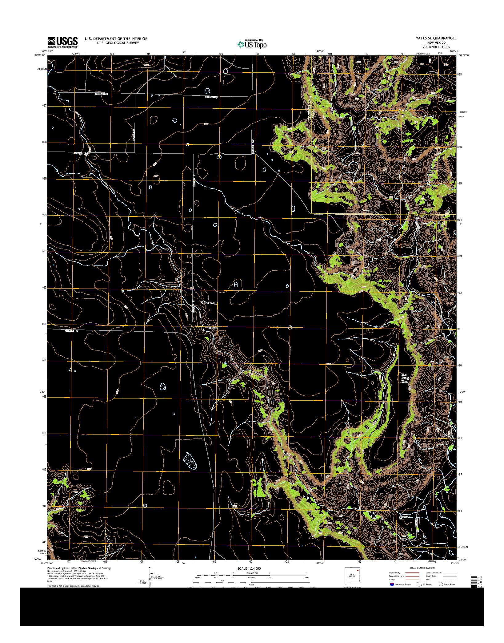 USGS US TOPO 7.5-MINUTE MAP FOR YATES SE, NM 2013
