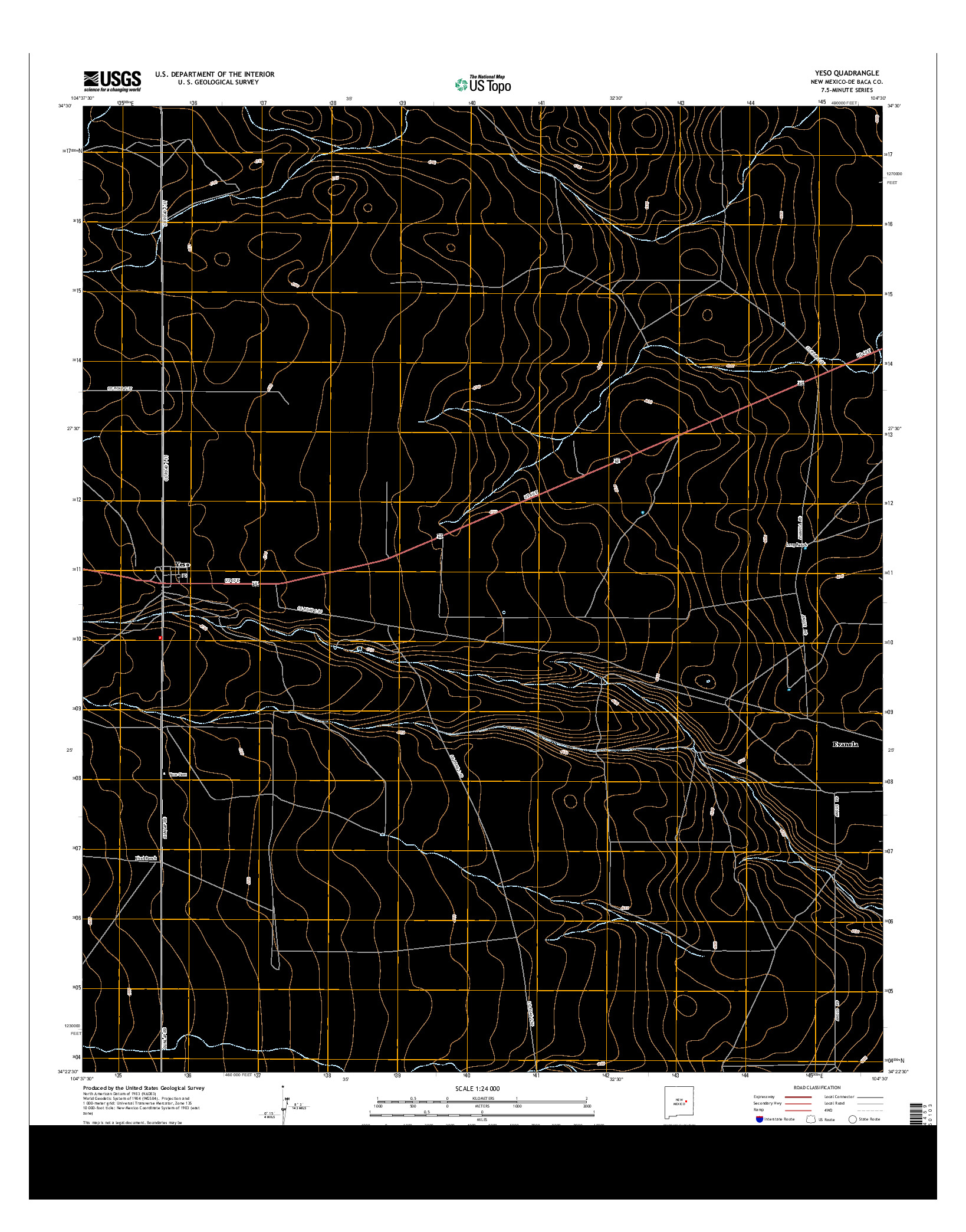 USGS US TOPO 7.5-MINUTE MAP FOR YESO, NM 2013