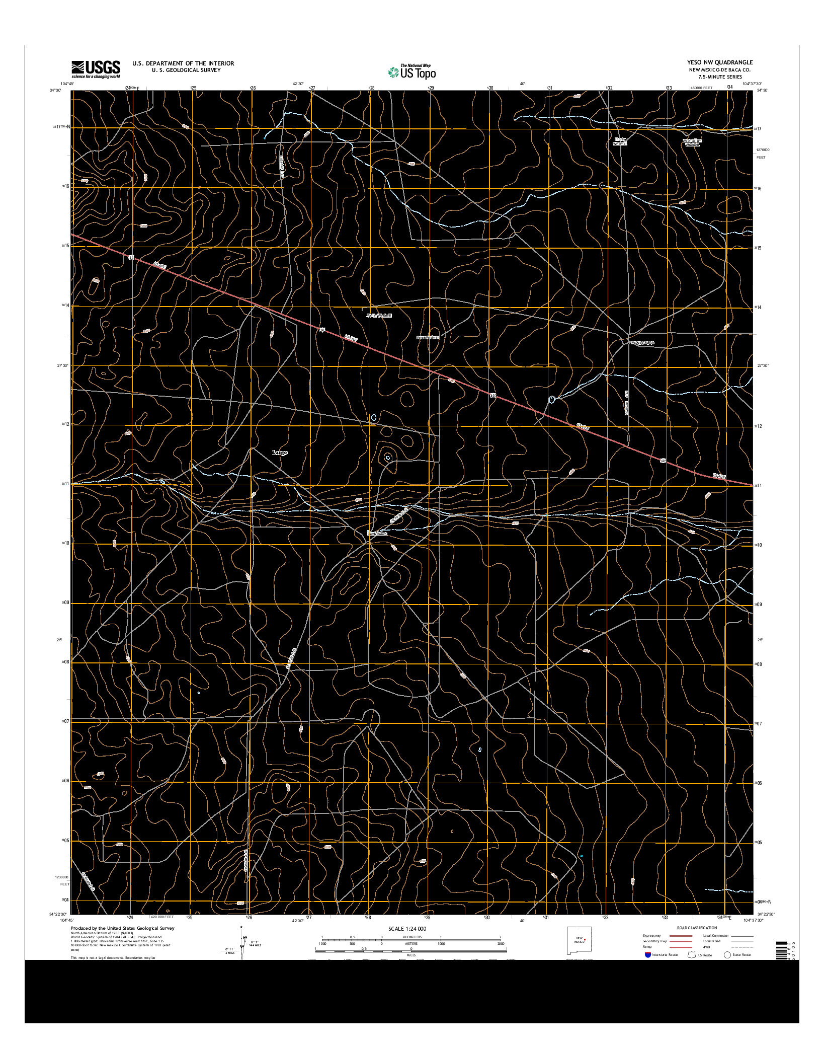 USGS US TOPO 7.5-MINUTE MAP FOR YESO NW, NM 2013