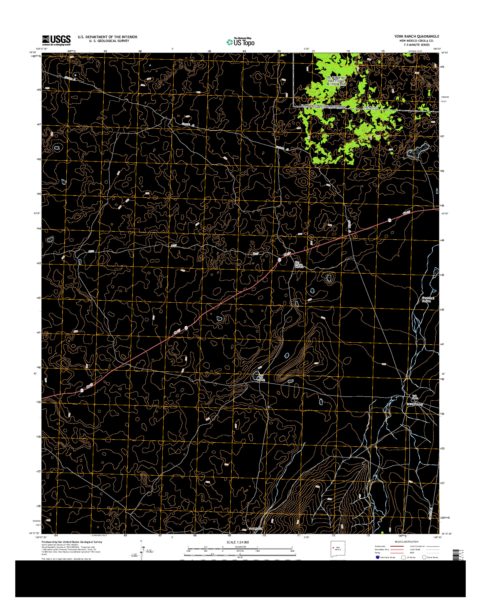 USGS US TOPO 7.5-MINUTE MAP FOR YORK RANCH, NM 2013