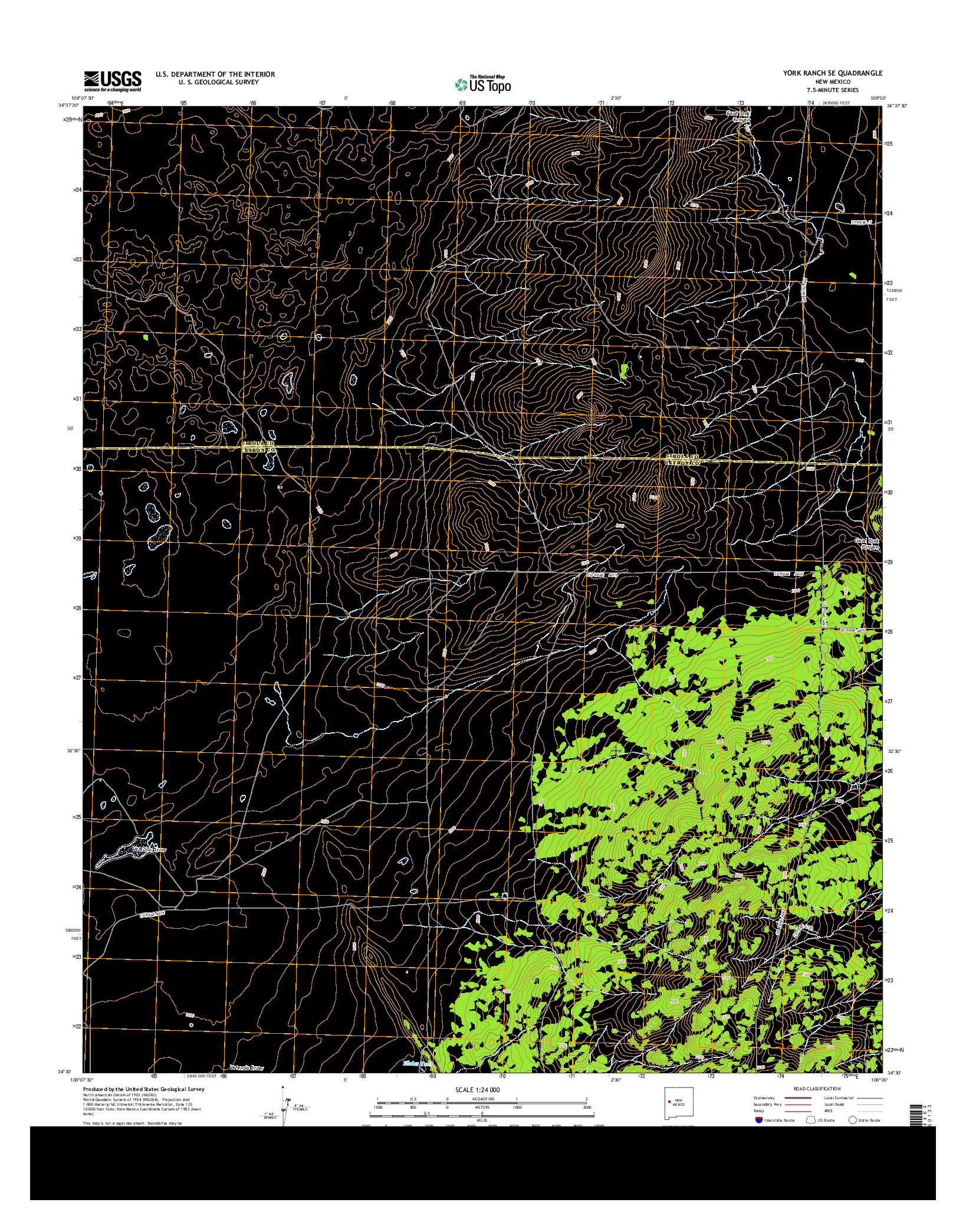 USGS US TOPO 7.5-MINUTE MAP FOR YORK RANCH SE, NM 2013